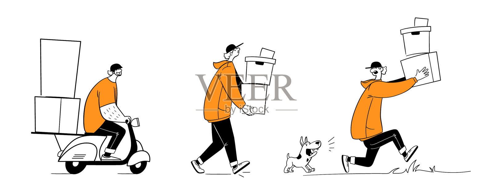 网上送货上门和办公室送货套装设计元素图片