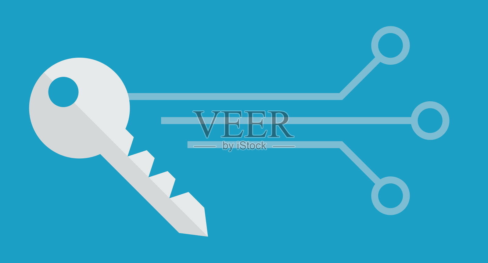 数字钥匙和网络背景。安全技术。向量。插画图片素材