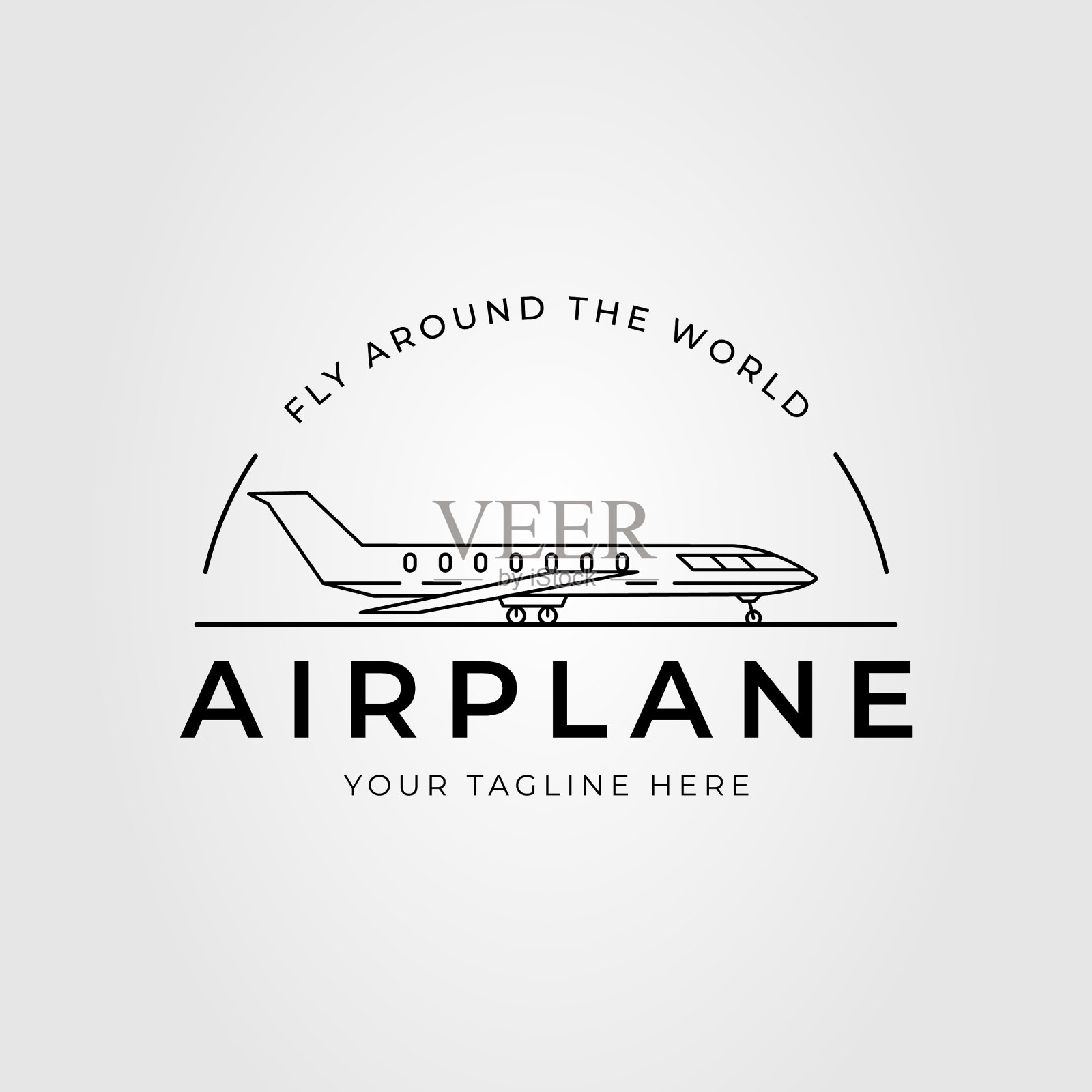 空中客车飞机或喷气式飞机的标志设计插画图片素材