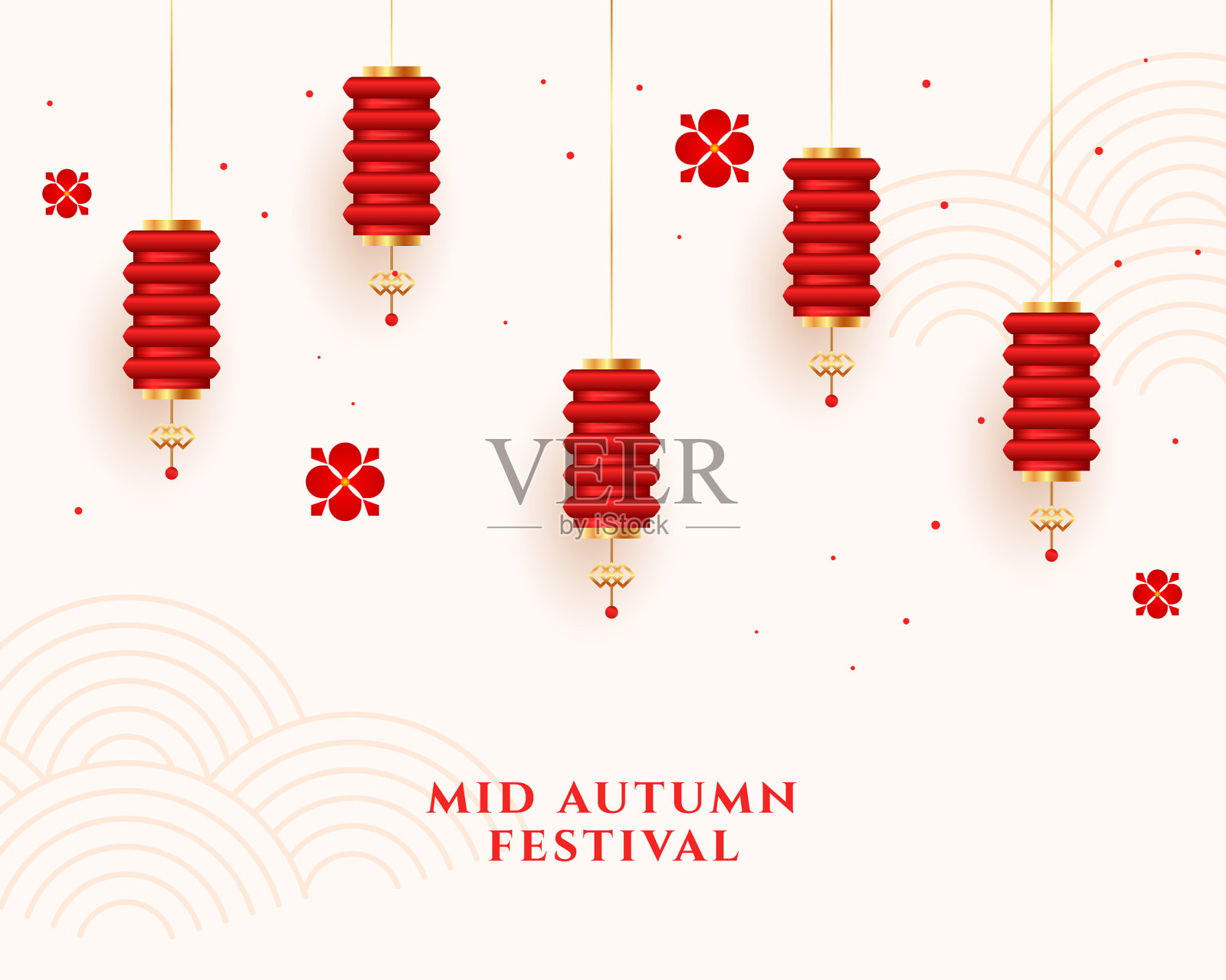 3d中秋彩灯装饰插画图片素材