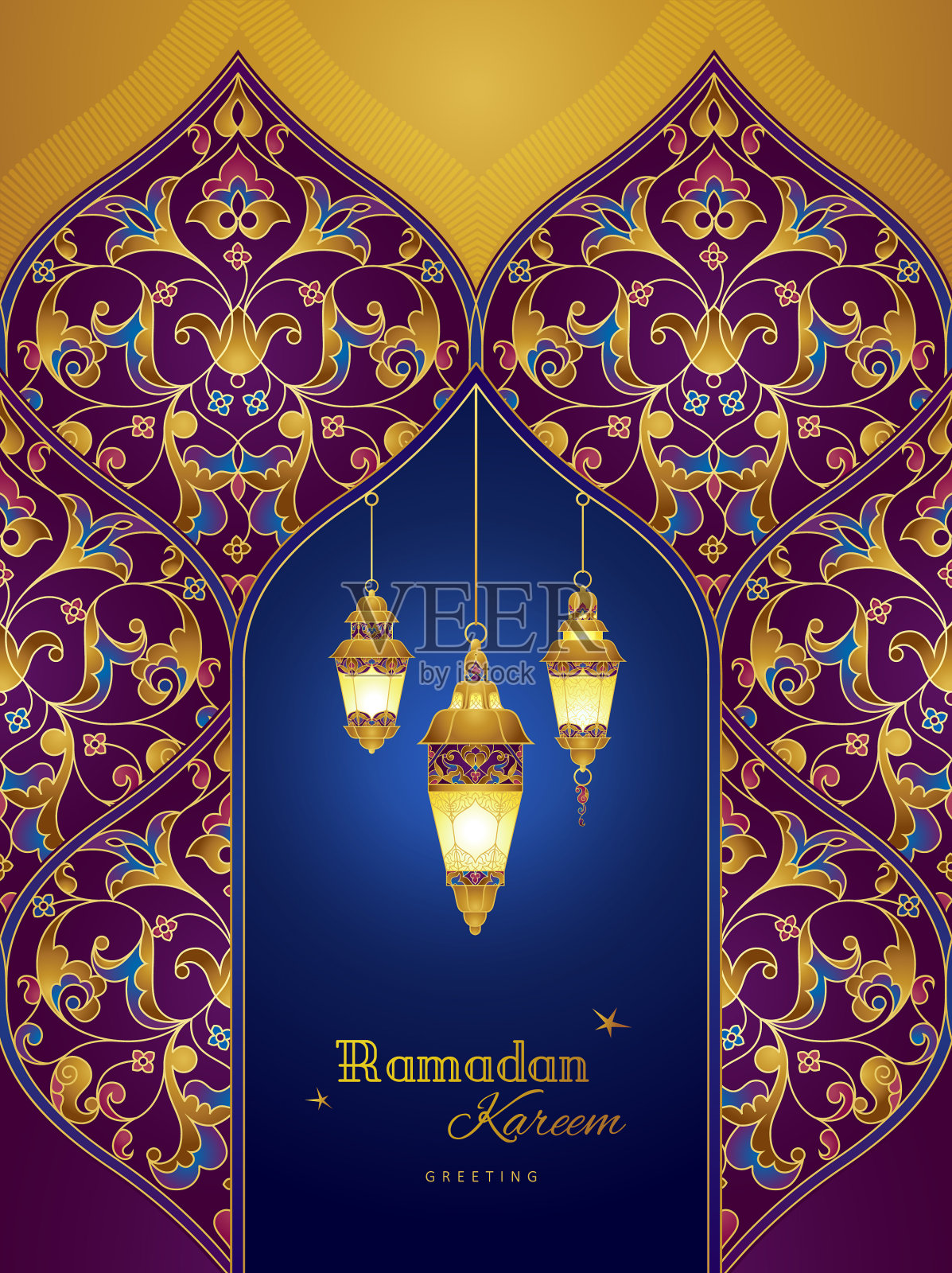 祝福斋月的卡片插画图片素材