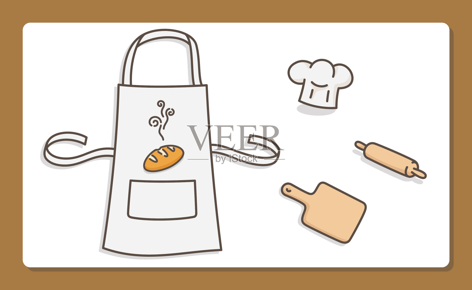 面包制作设备卡哇伊涂鸦平面卡通插画图片素材