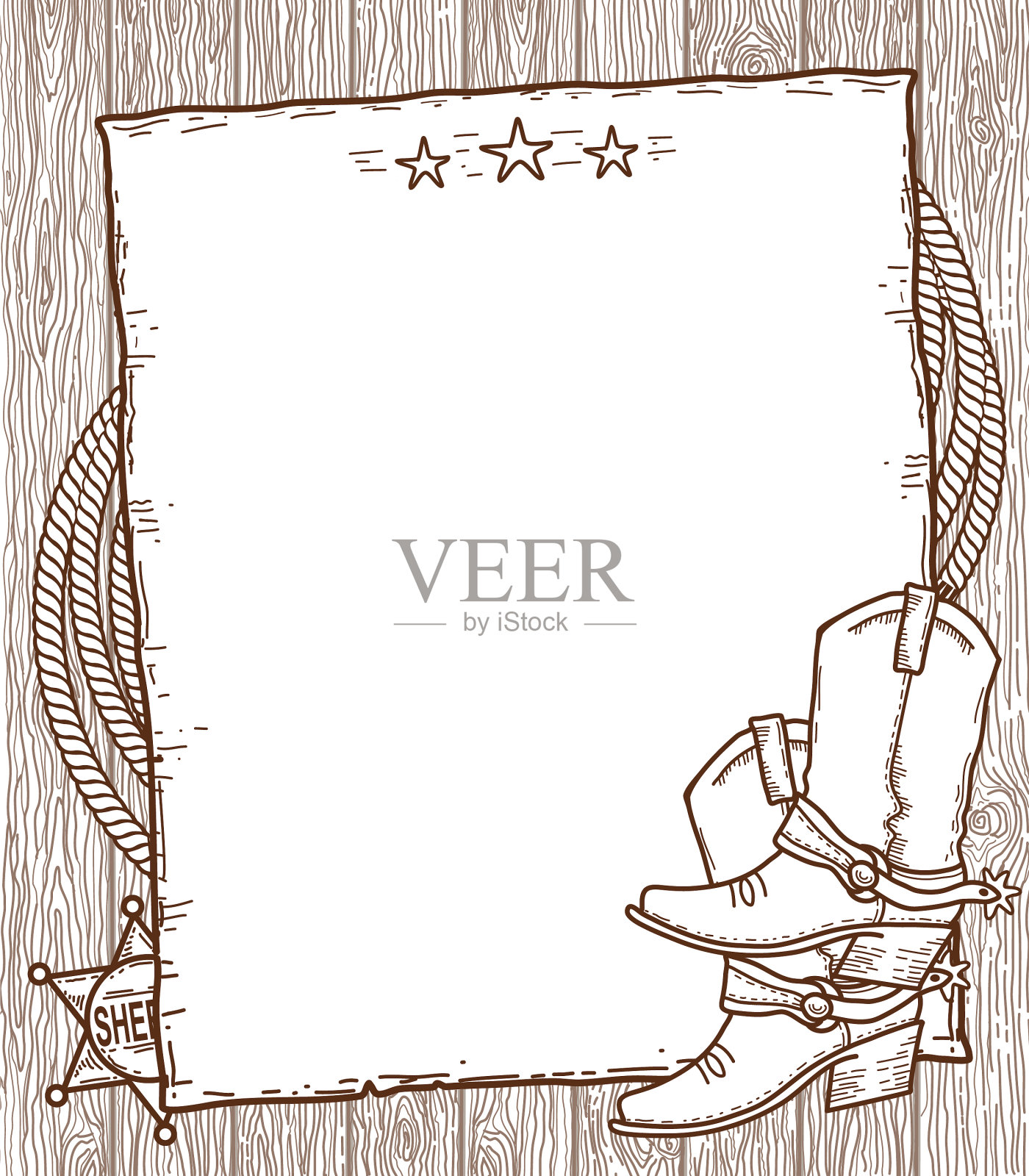 牛仔复古纸背景手绘插画图片素材