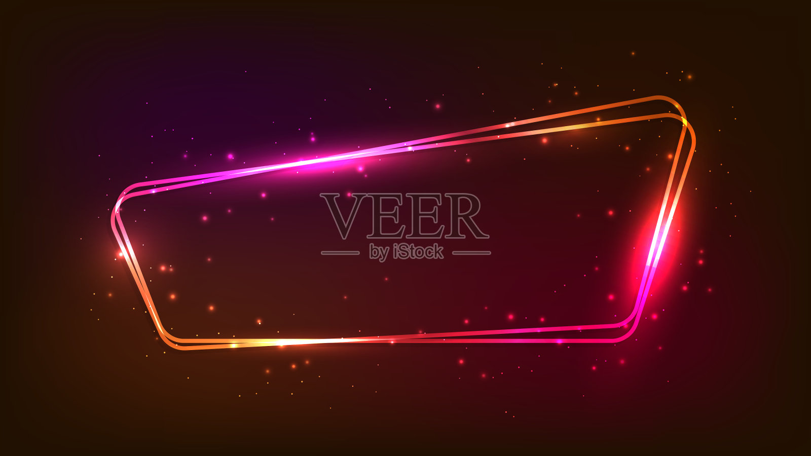 霓虹圆形框架与闪光效果插画图片素材