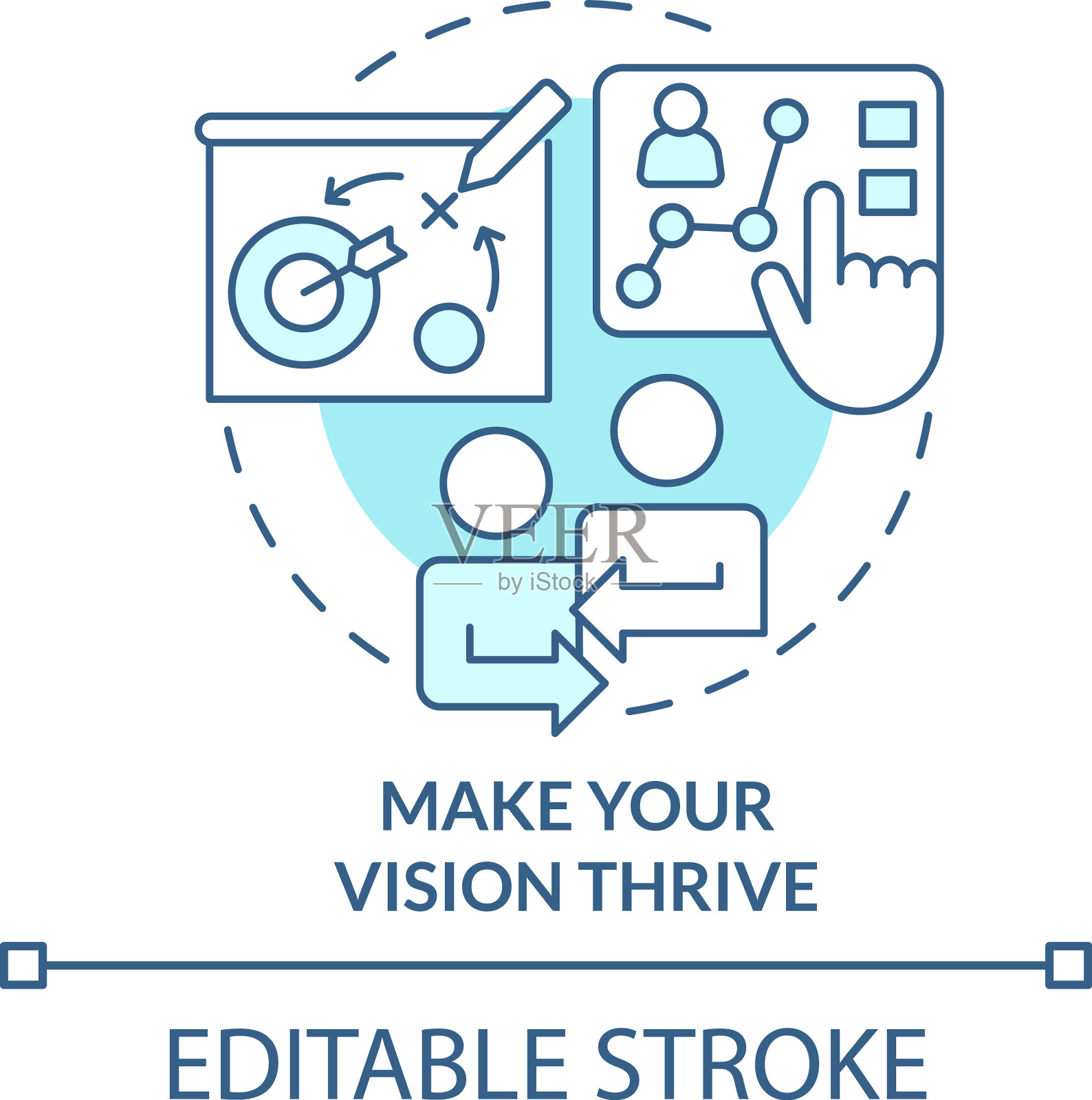 让愿景茁壮成长的绿松石概念图标插画图片素材