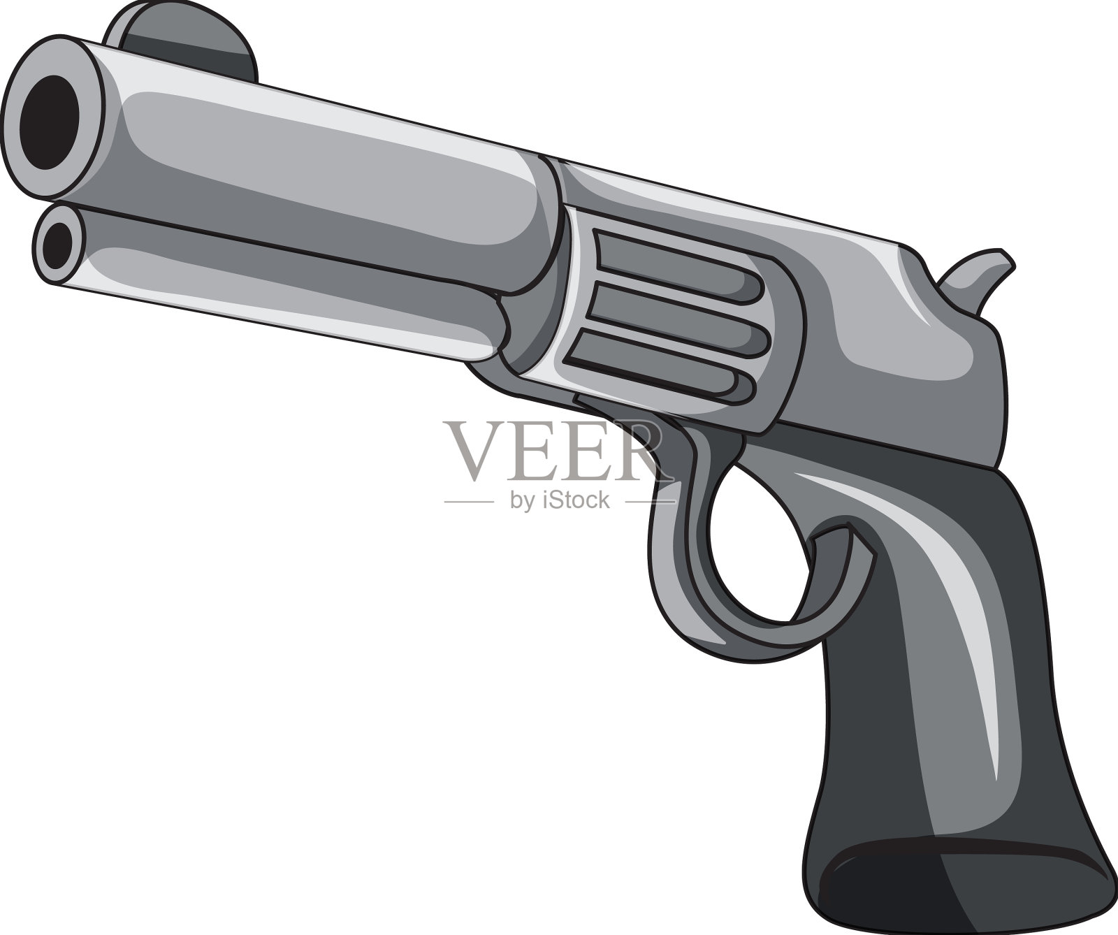 孤立的左轮手枪卡通在白色背景设计元素图片