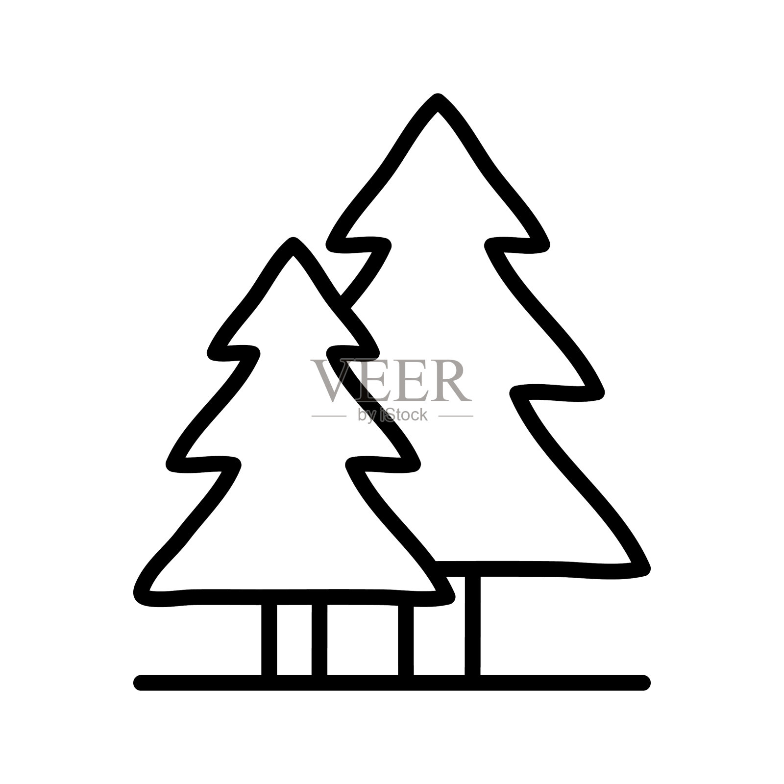 森林图标常绿树木象形孤立上图标素材