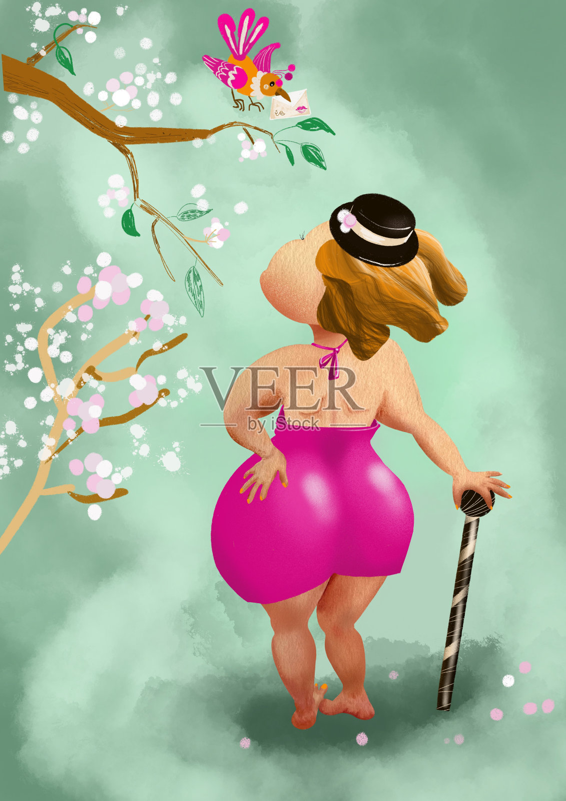 说明女性身体的积极插画图片素材