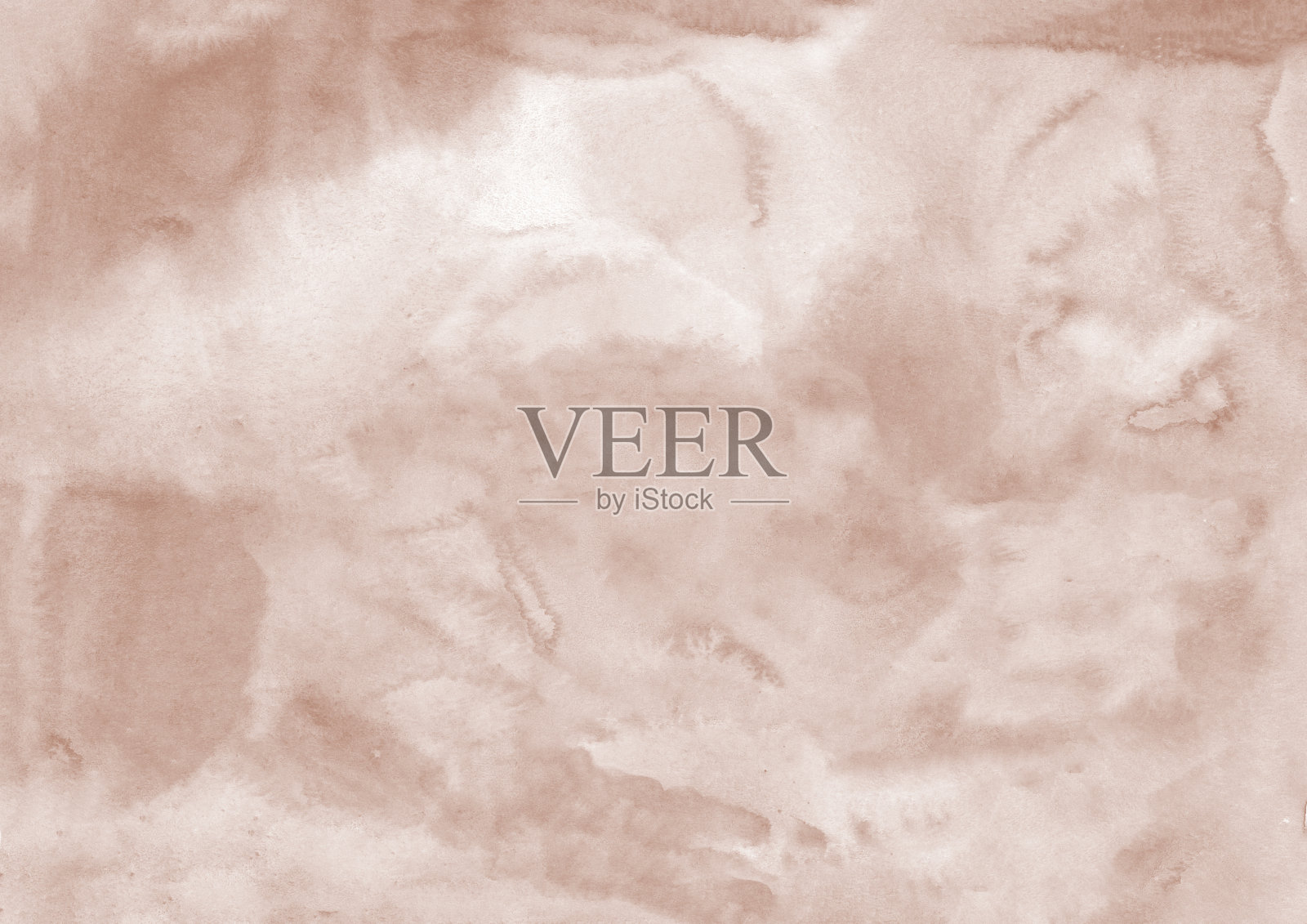 水彩米色中性光背景。纸上流动的颜料。水彩画的斑点和条纹。插画图片素材