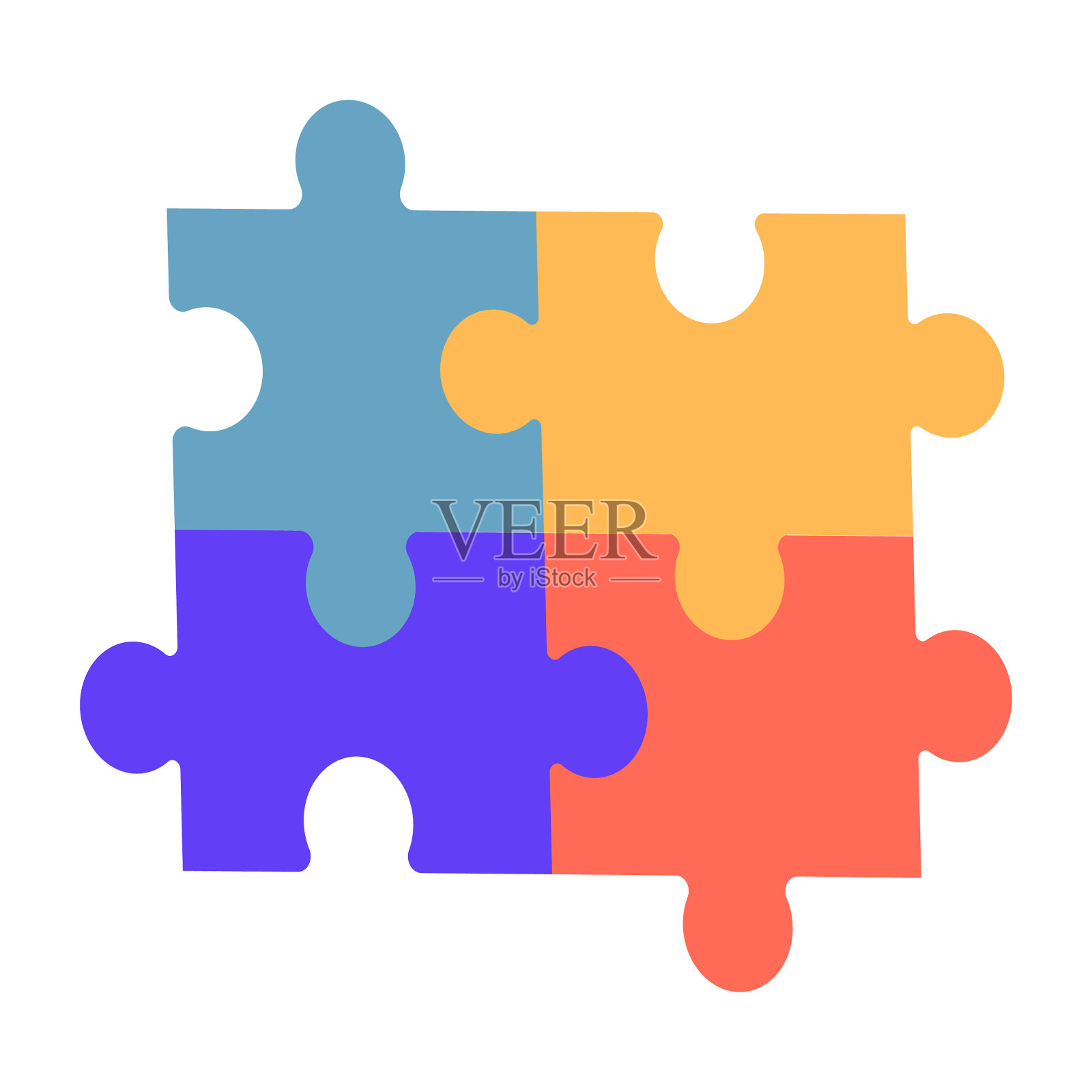 自闭症符号图标在拼图形状五颜六色图标素材