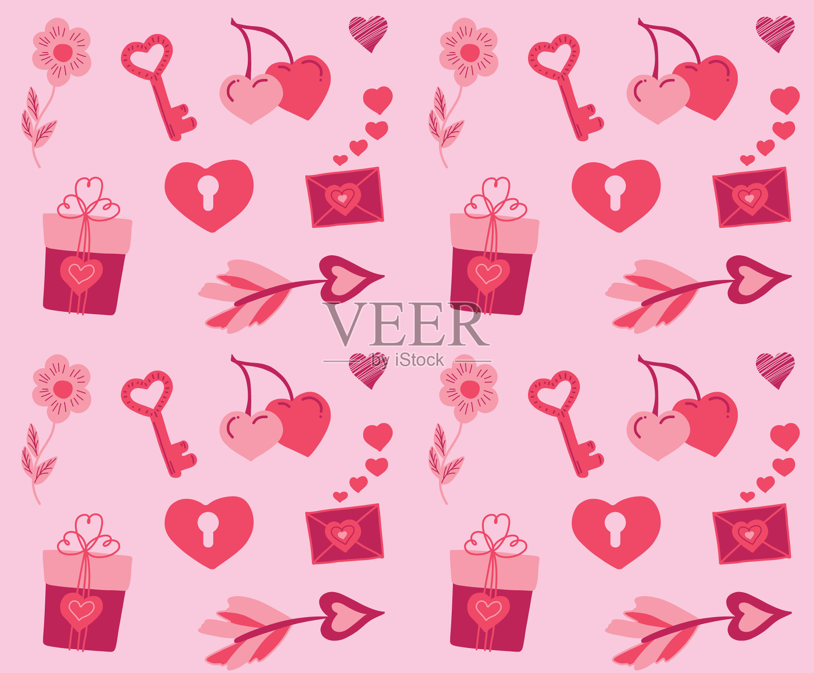 花样情人节收藏的可爱插画图片素材