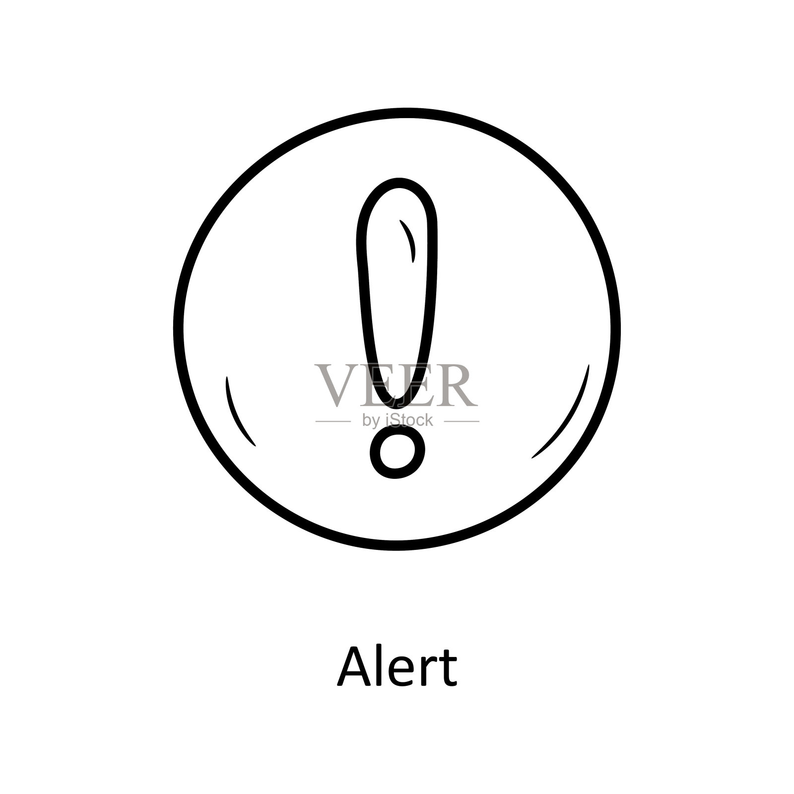 警报大纲图标设计插图。媒体控制符号在白色背景EPS 10文件插画图片素材