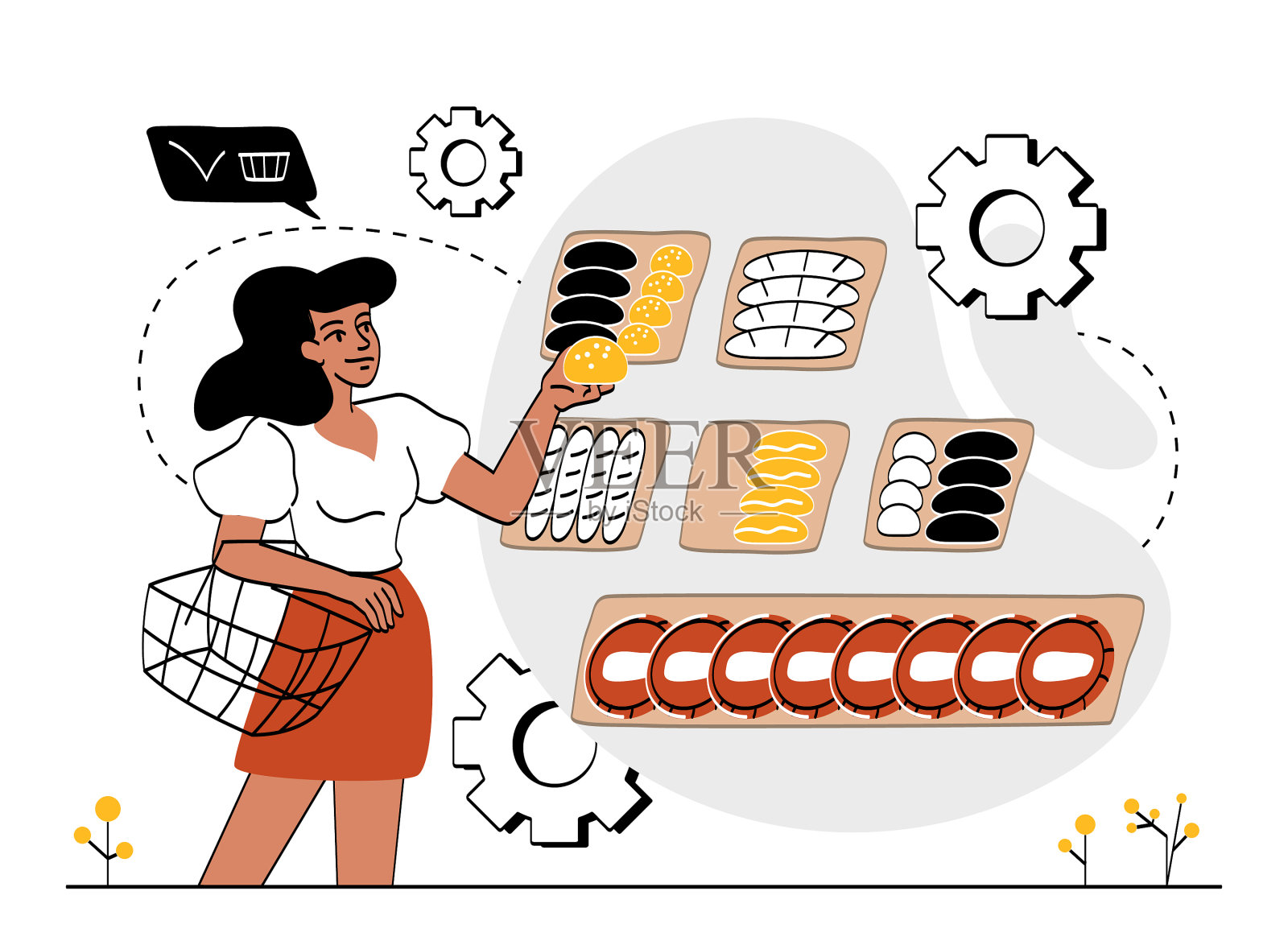 超市购物的概念设计元素图片