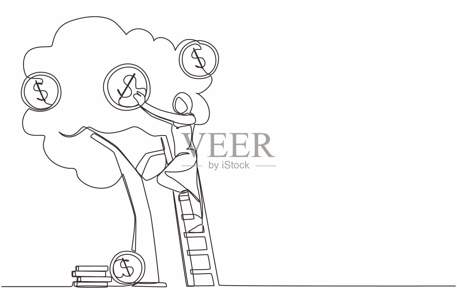 单线画阿拉伯女商人插画图片素材