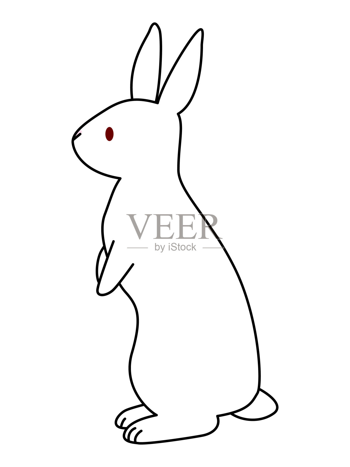 站在白色的兔子从侧面看设计元素图片