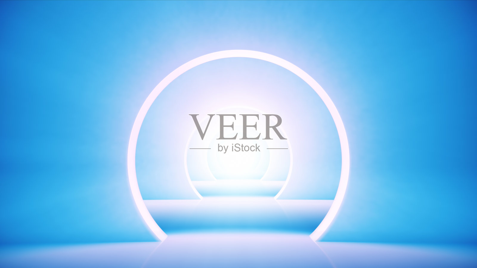 在柔和的蓝色未来隧道中向前飞行照片摄影图片