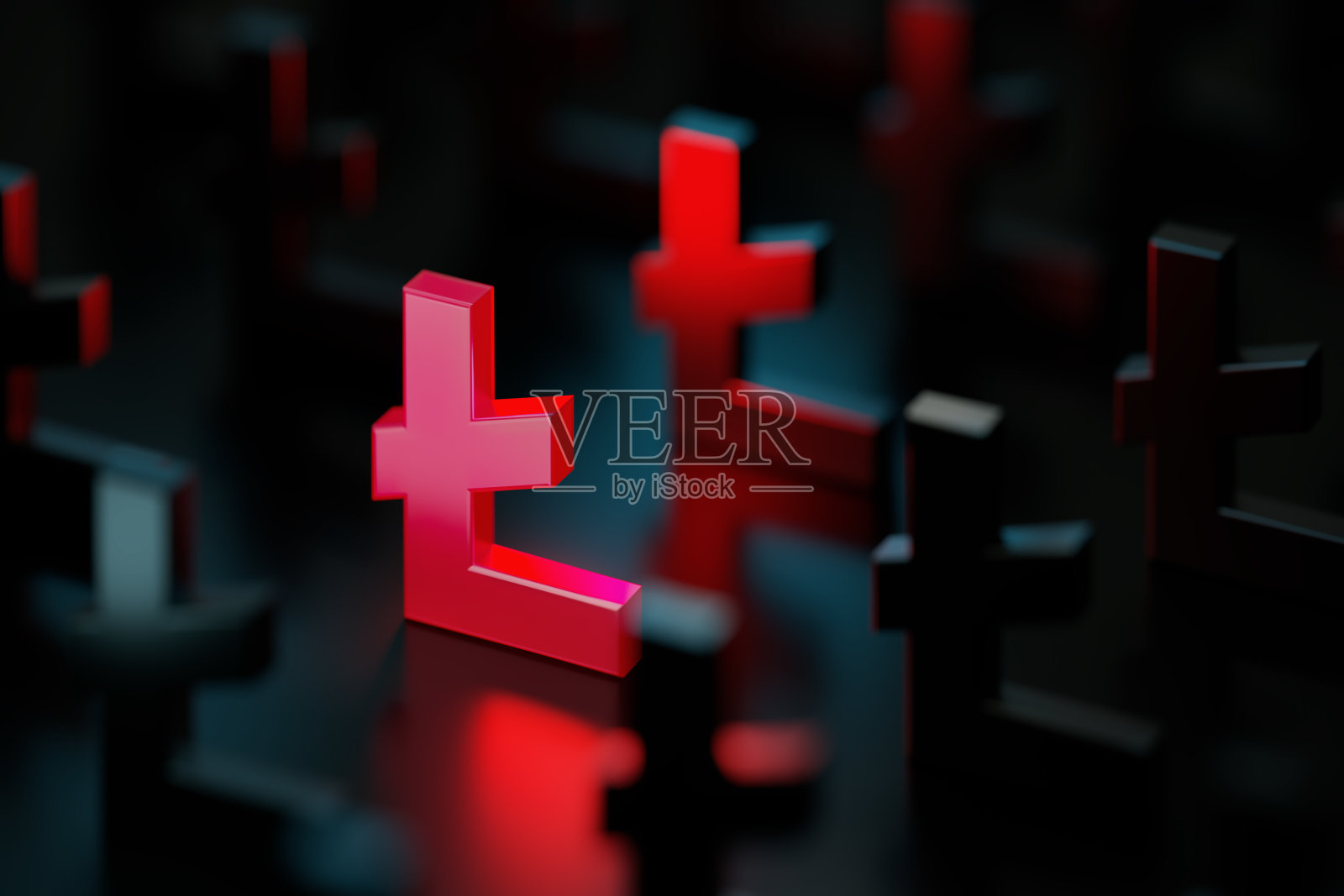 红色土耳其里拉标志在黑色背景黑色土耳其里拉标志发光照片摄影图片