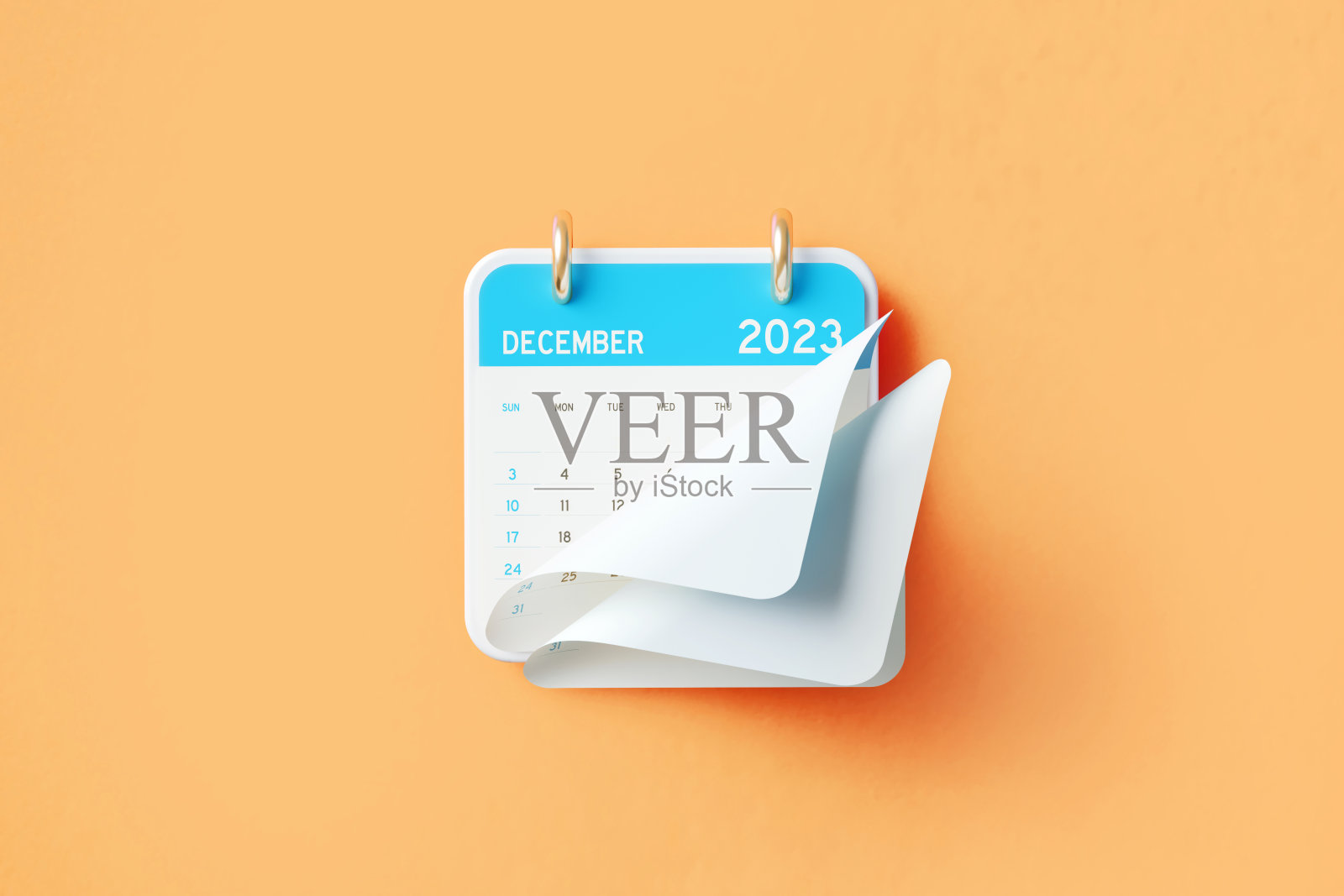 2023 12月日历橙色背景照片摄影图片