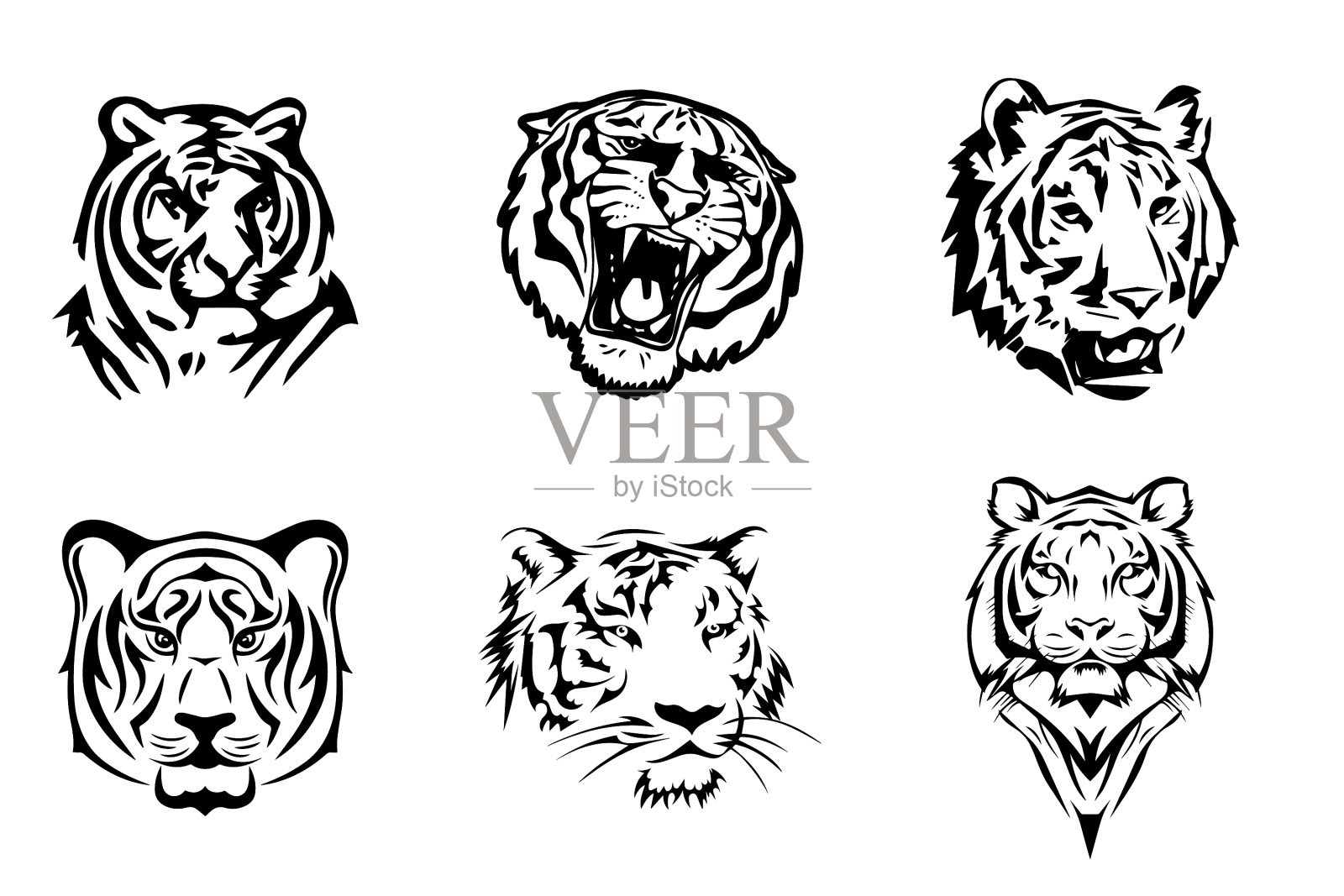 老虎剪影艺术插画图片素材