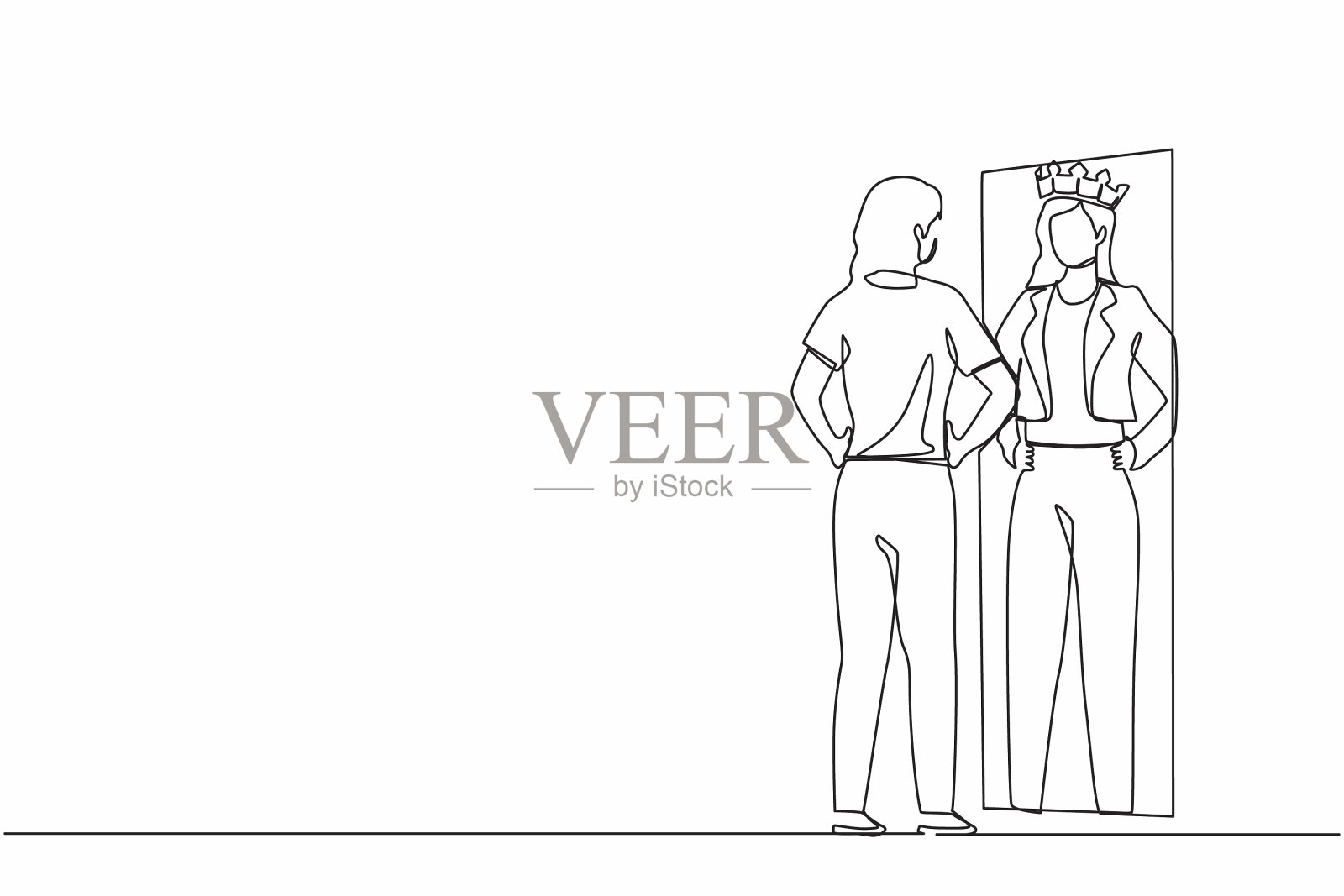 连续的一条线画自恋插画图片素材