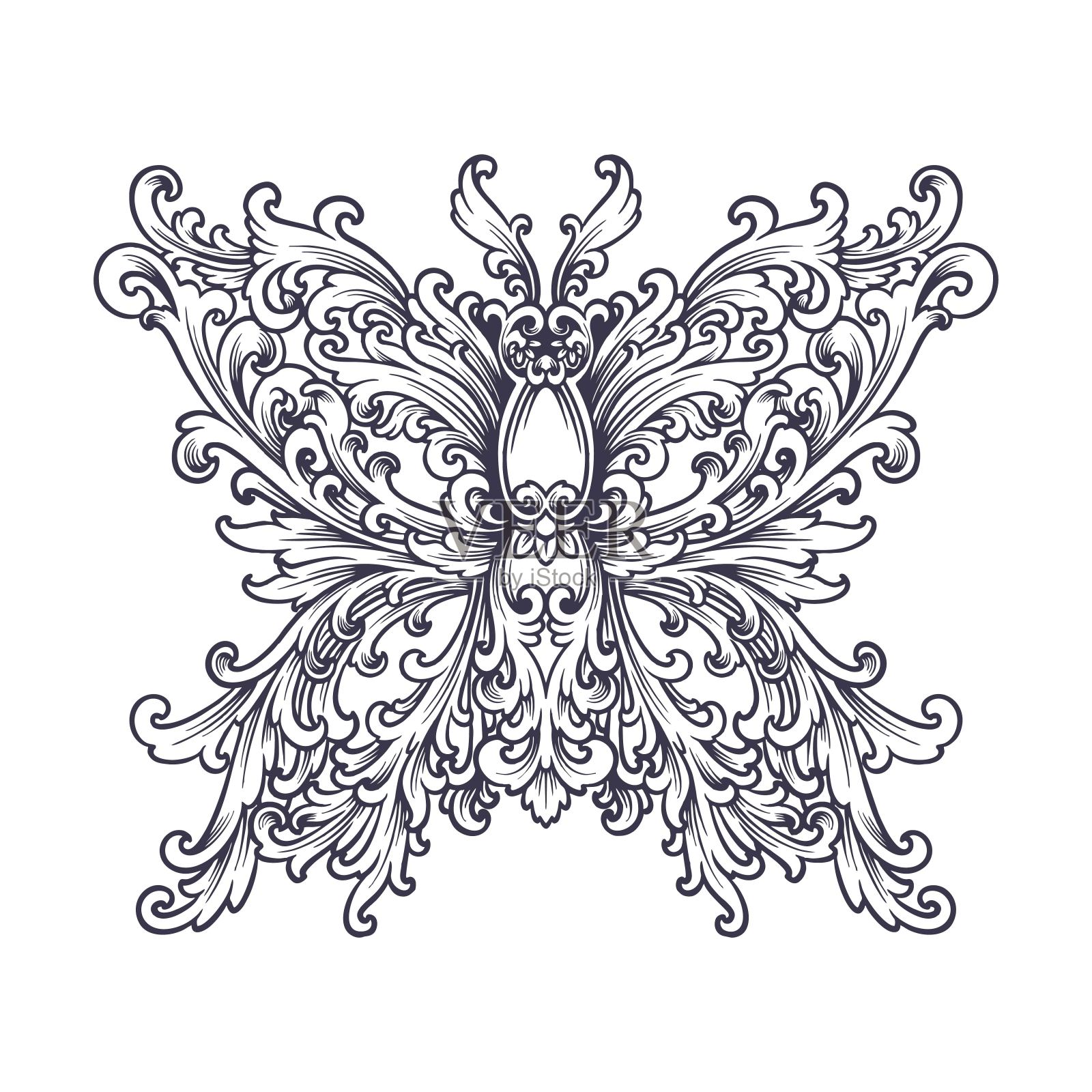 豪华装饰蝴蝶剪影插图插画图片素材