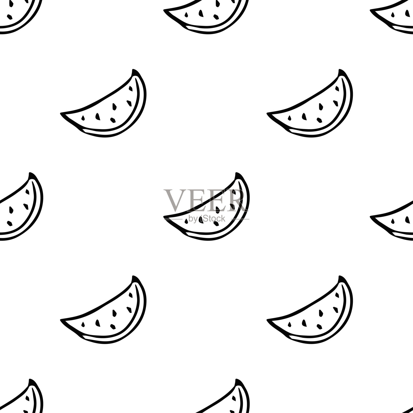 无缝的西瓜模式。矢量涂鸦插图与西瓜。模式与西瓜插画图片素材