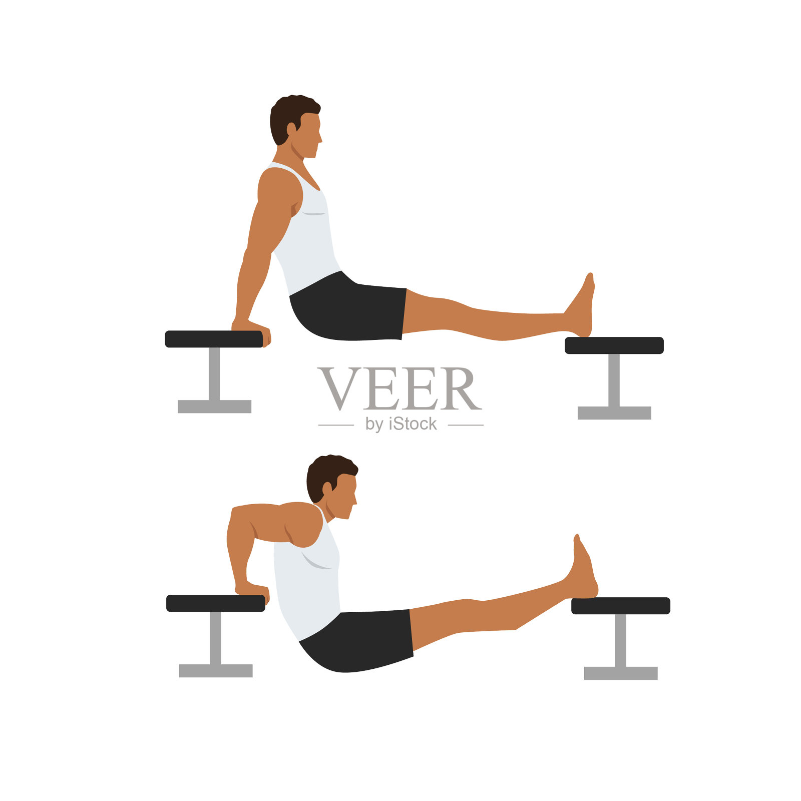 男士做椅凳三头肌俯卧练习设计元素图片