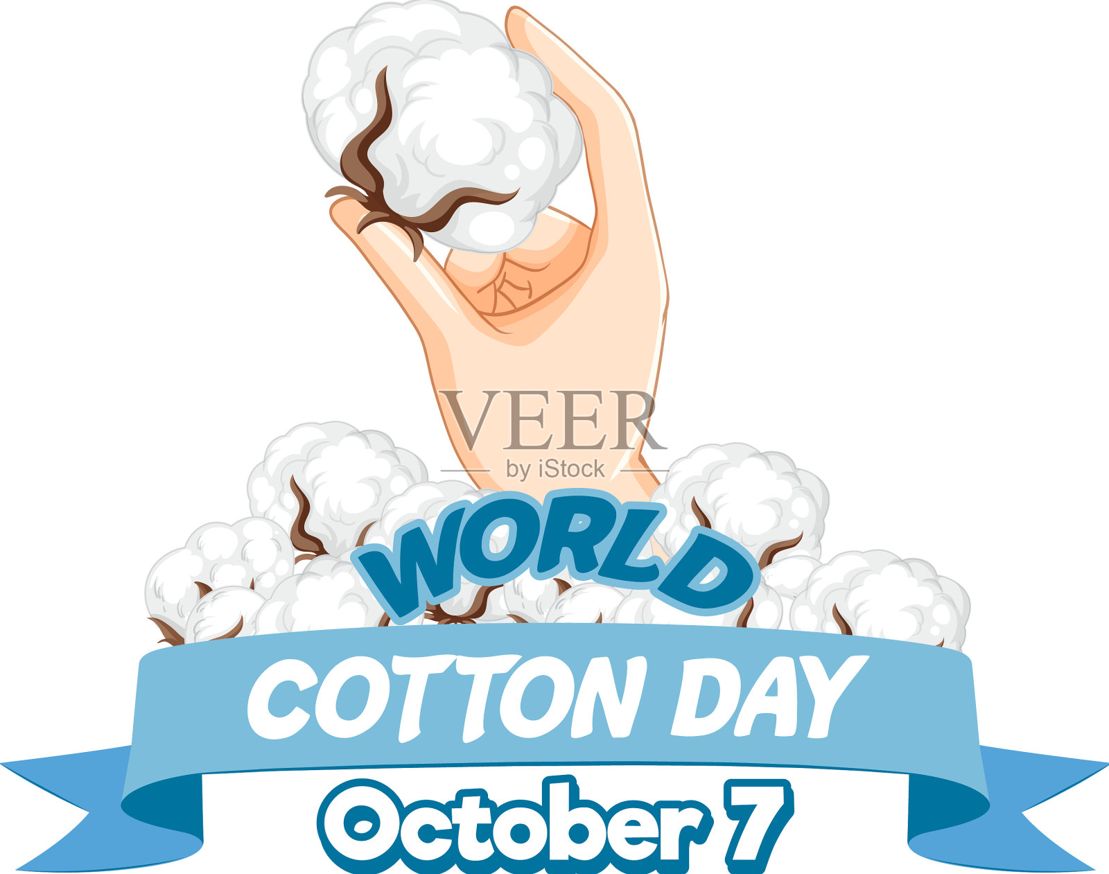 世界棉花日旗帜插画图片素材