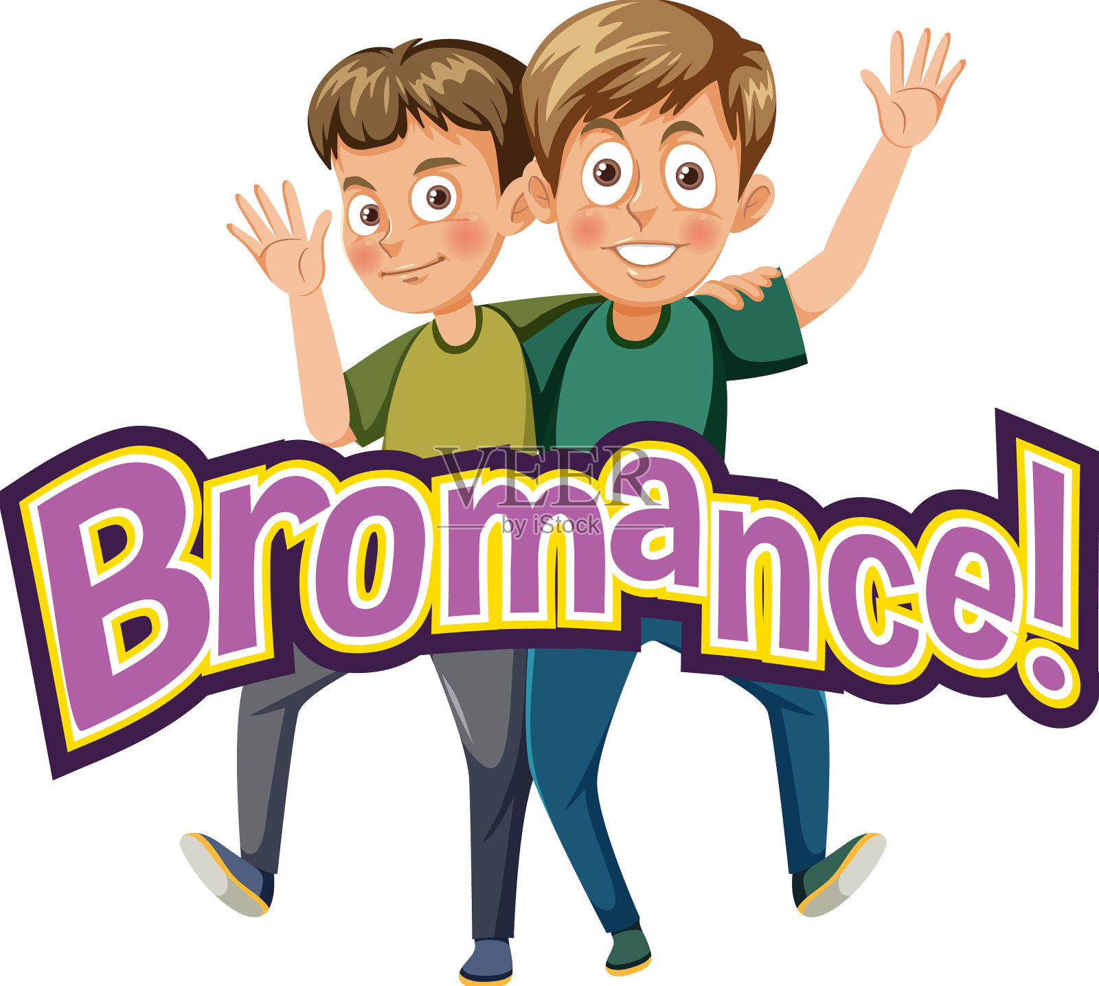 最好的朋友男孩卡通人物与怪人设计元素图片