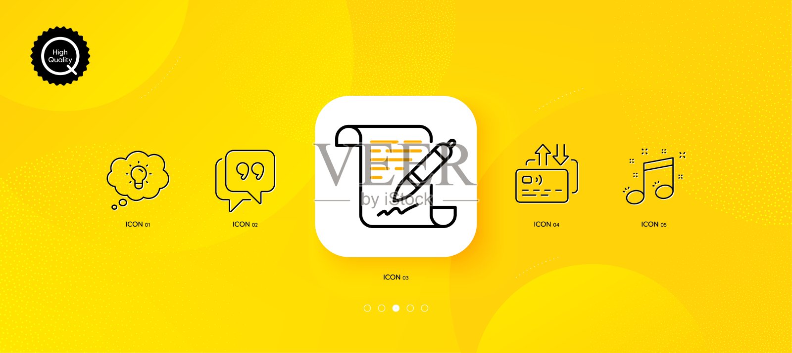 音符，引用气泡和卡片最小线图标。对于网页应用，打印。向量图标素材
