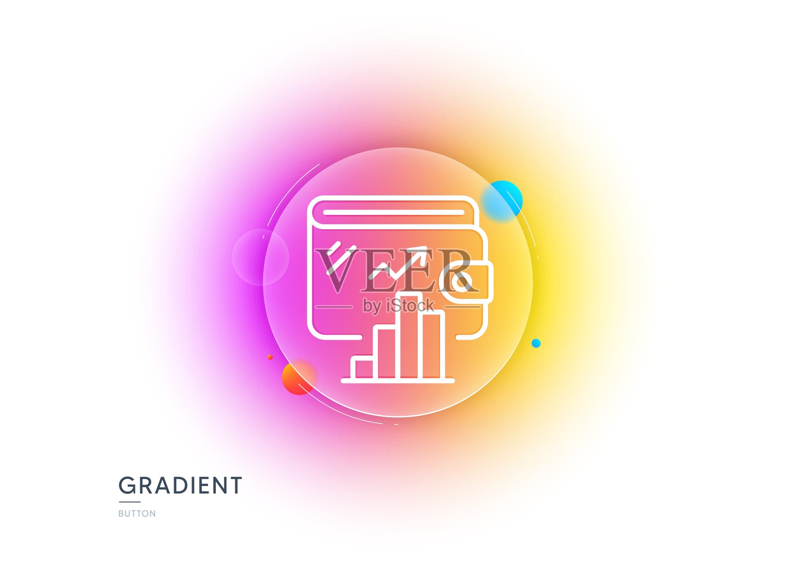 钱包行图标。货币账户统计标志。梯度模糊按钮。向量插画图片素材