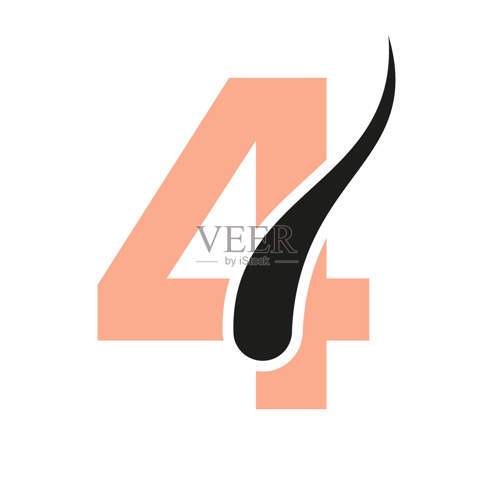 字母4头发治疗符号，头发移植符号设计向量模板插画图片素材