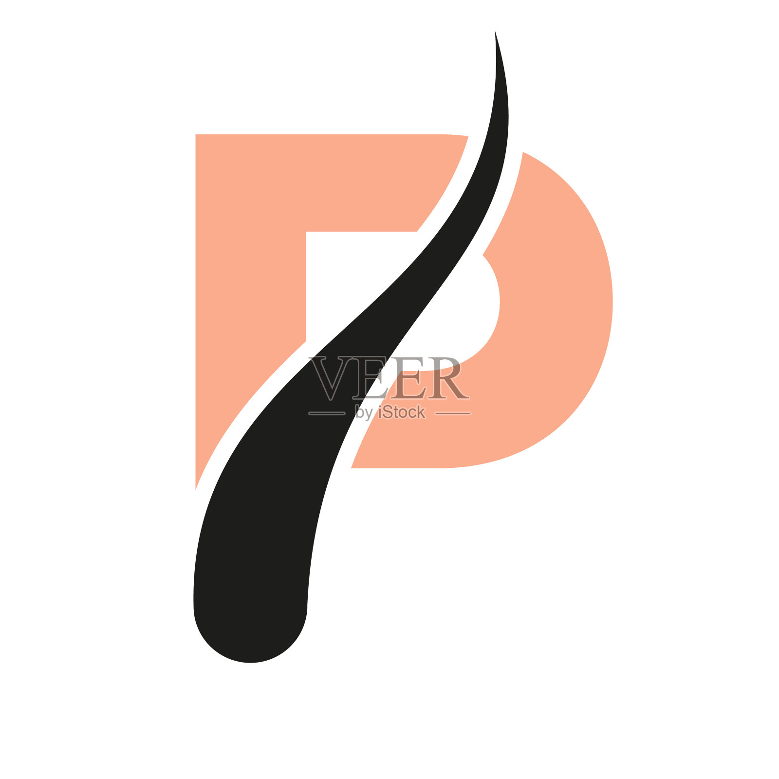 字母P头发治疗符号，头发移植符号设计向量模板插画图片素材