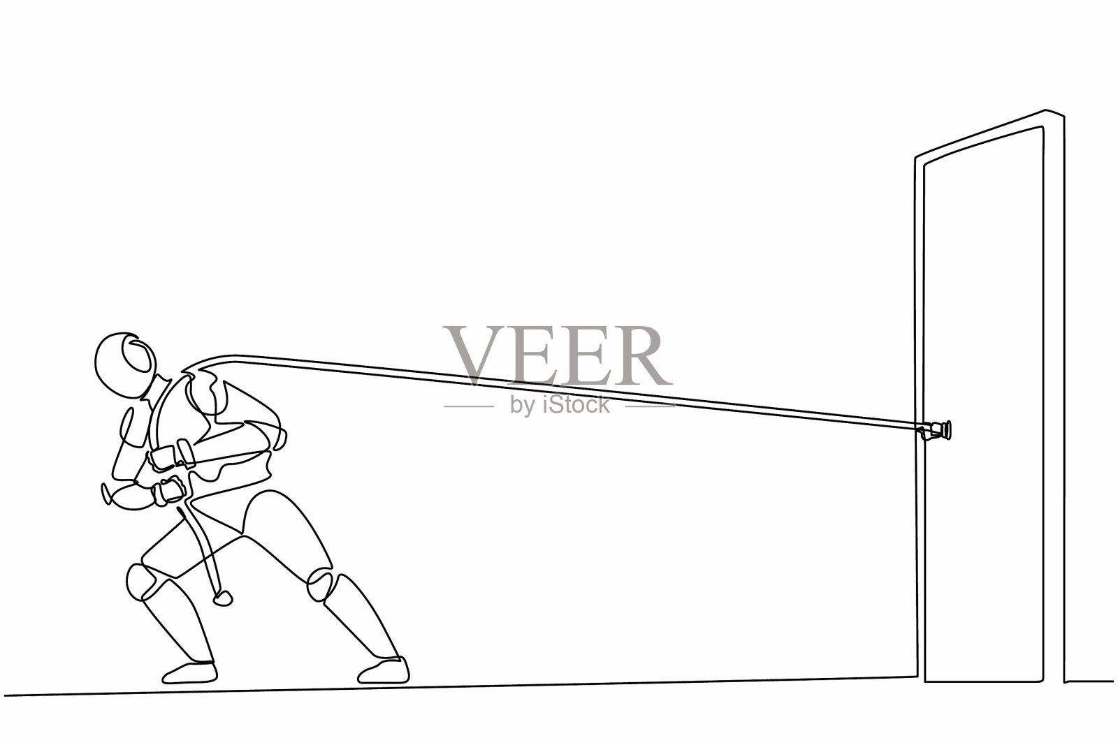 单连续拉线机器人牵引插画图片素材