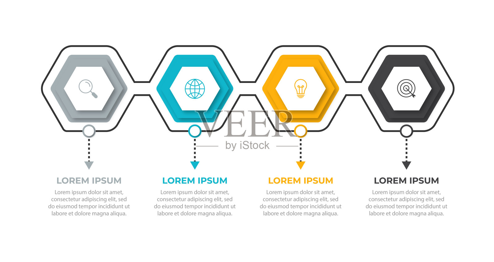 时间轴信息图设计元素和数字选项业务概念有4个步骤插画图片素材