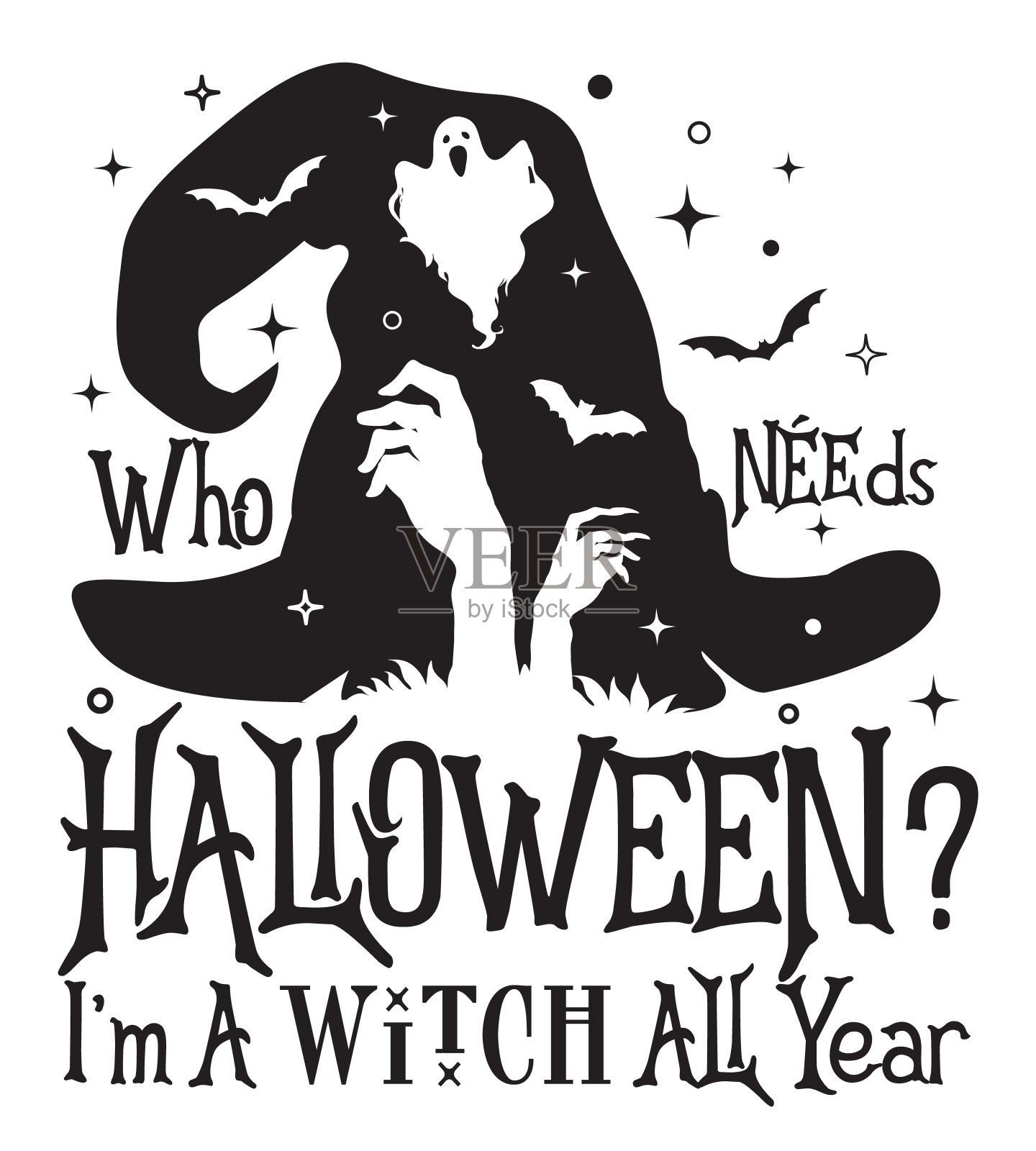 谁需要万圣节我全年都是女巫插画图片素材