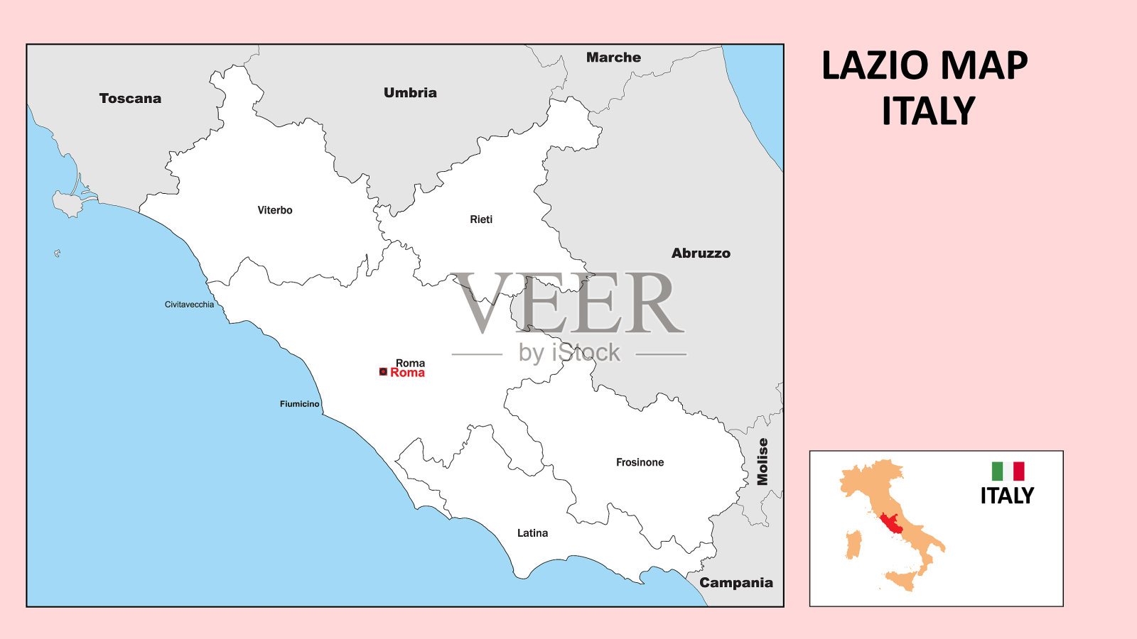 拉齐奥地图拉齐奥带边界的政治地图插画图片素材