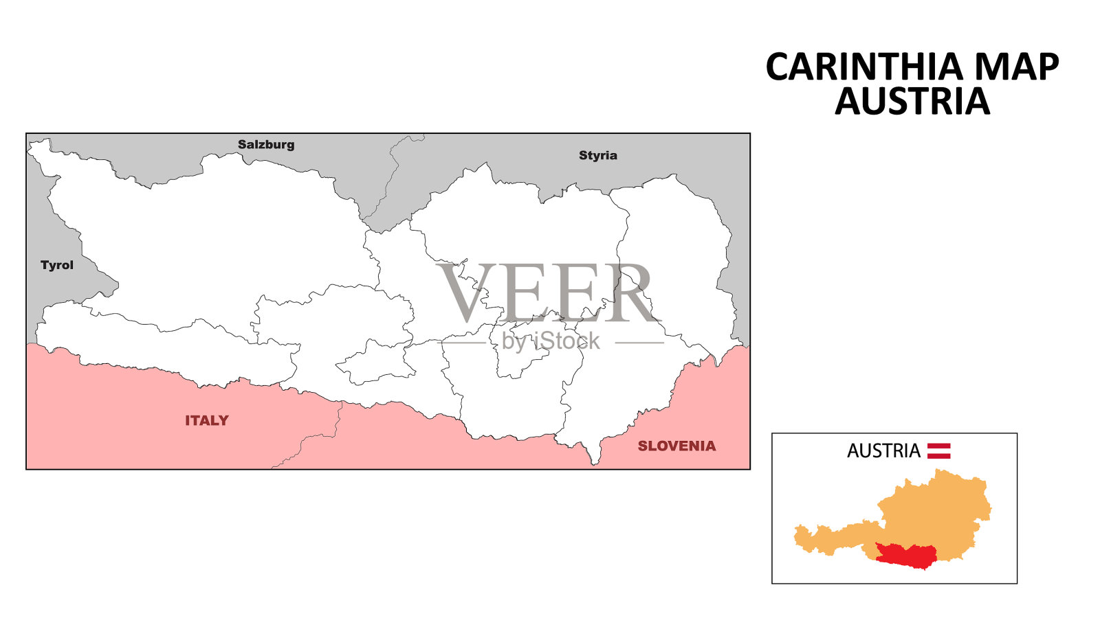 卡林西亚州和地区地图插画图片素材