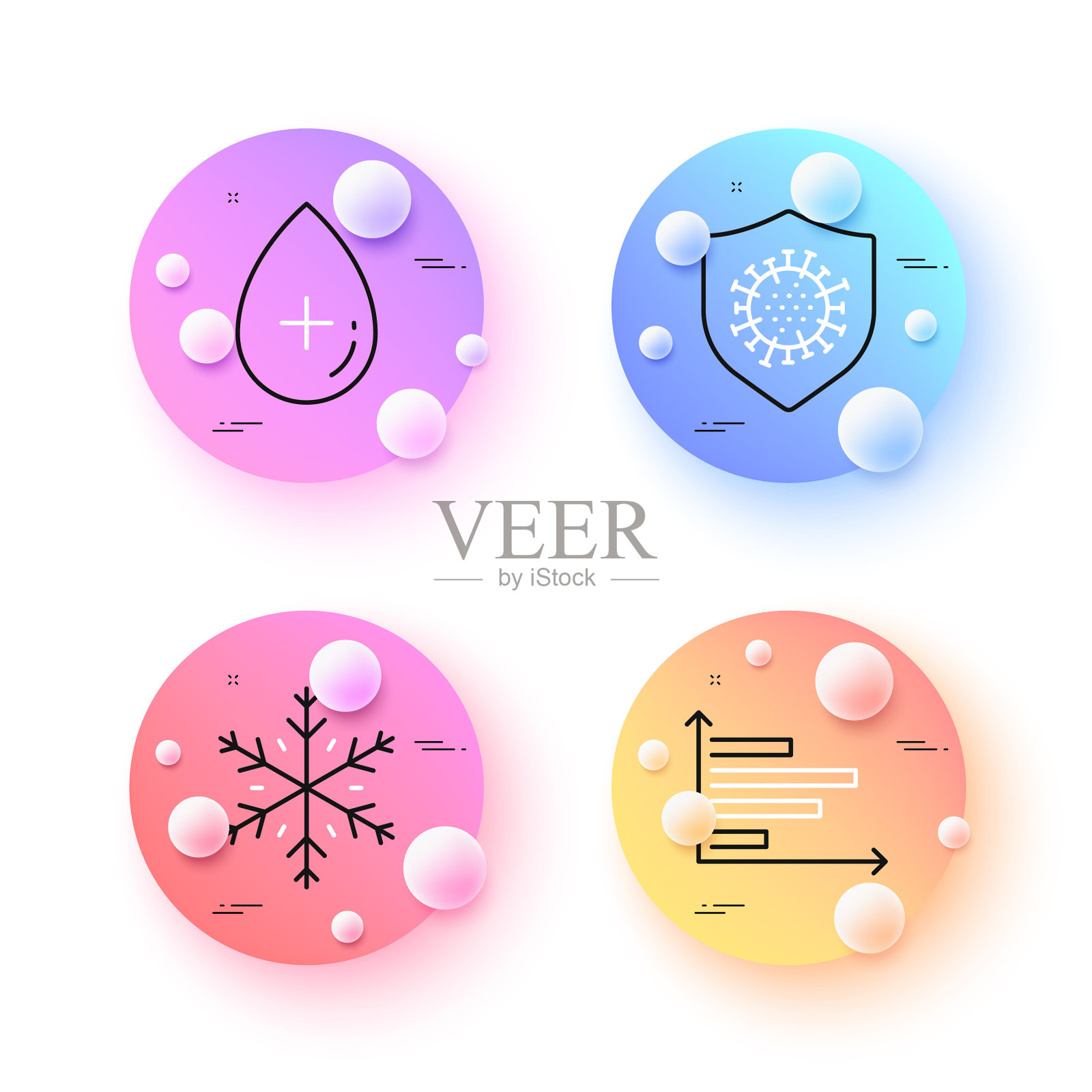 雪花冠状病毒和油血清最小线插画图片素材