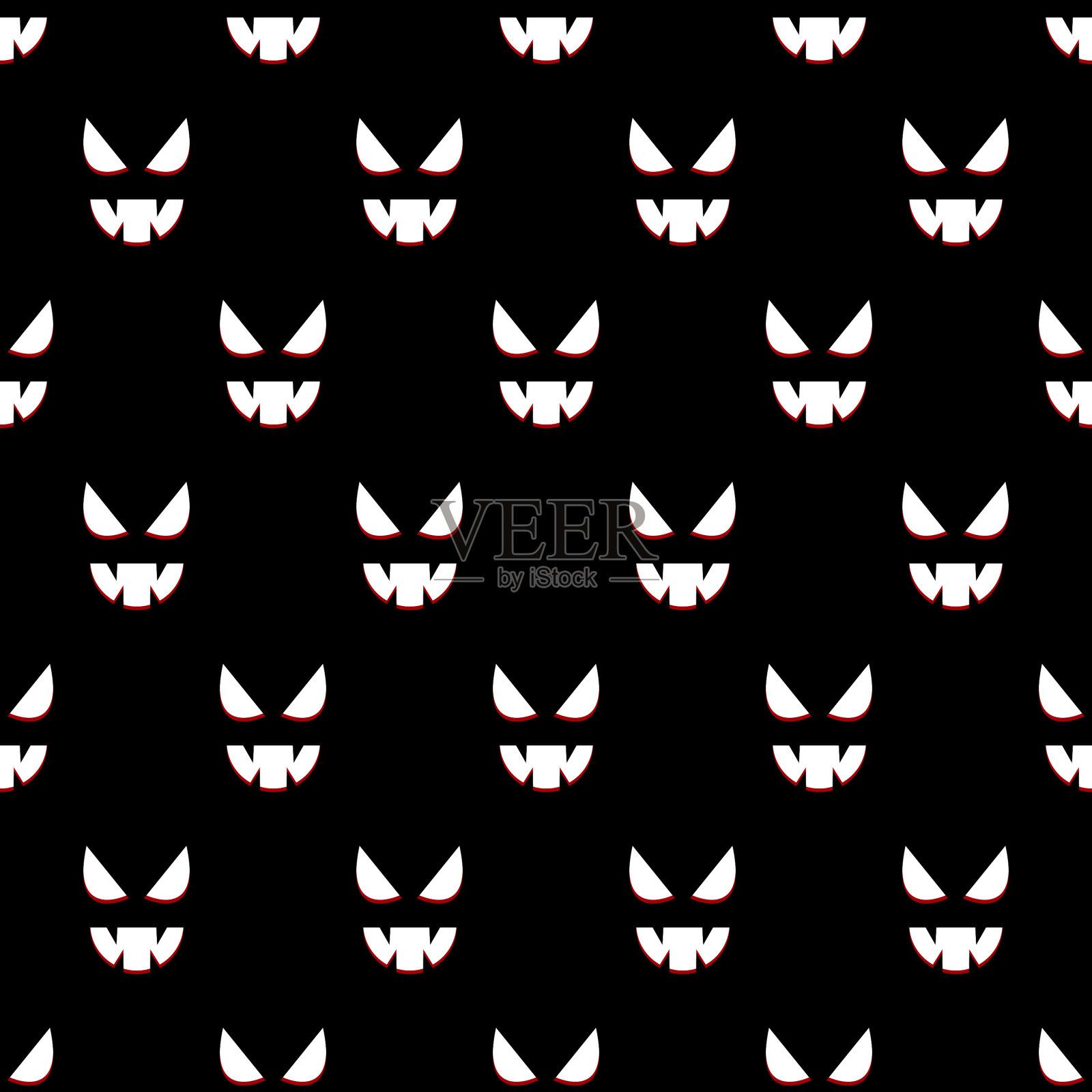 万圣节南瓜面无缝图案白色插画图片素材