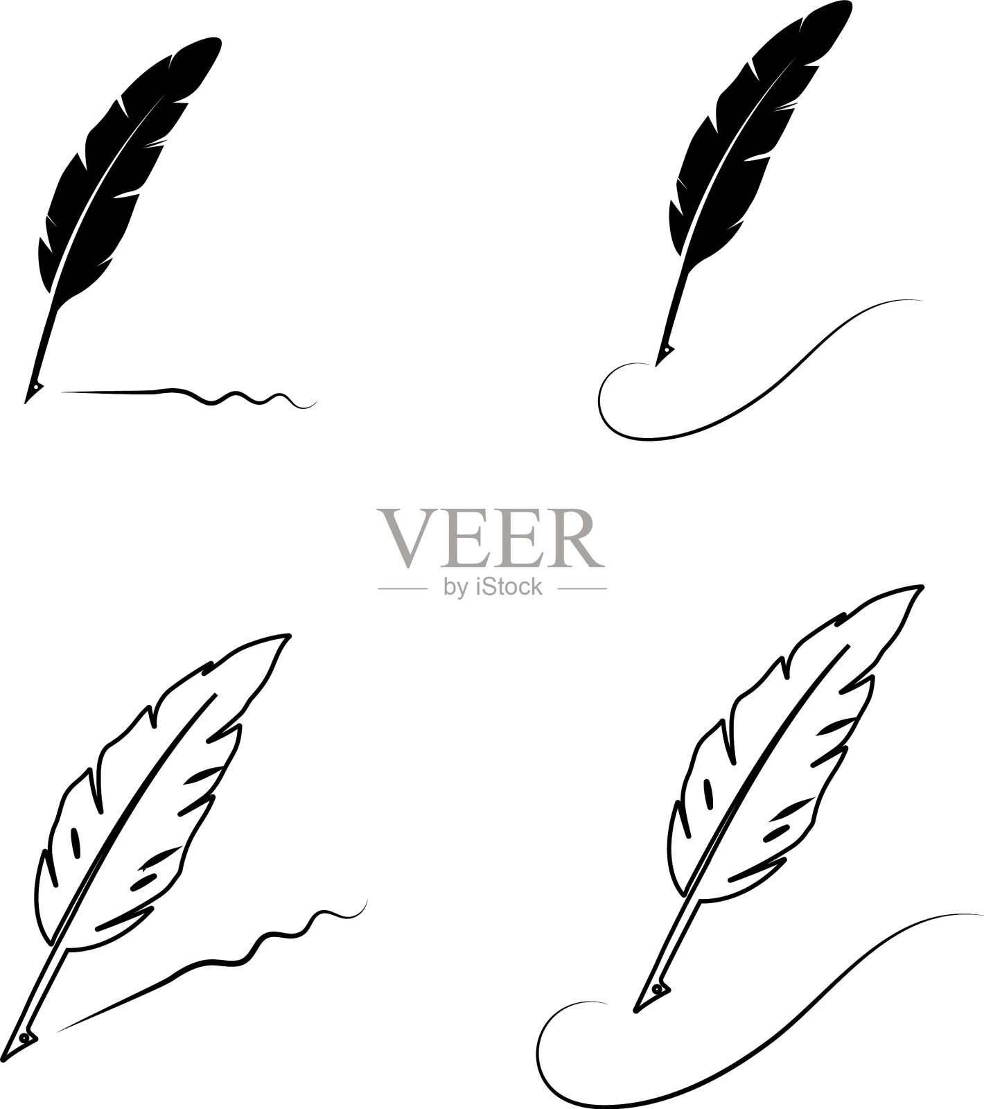 羽毛笔标识插画图片素材