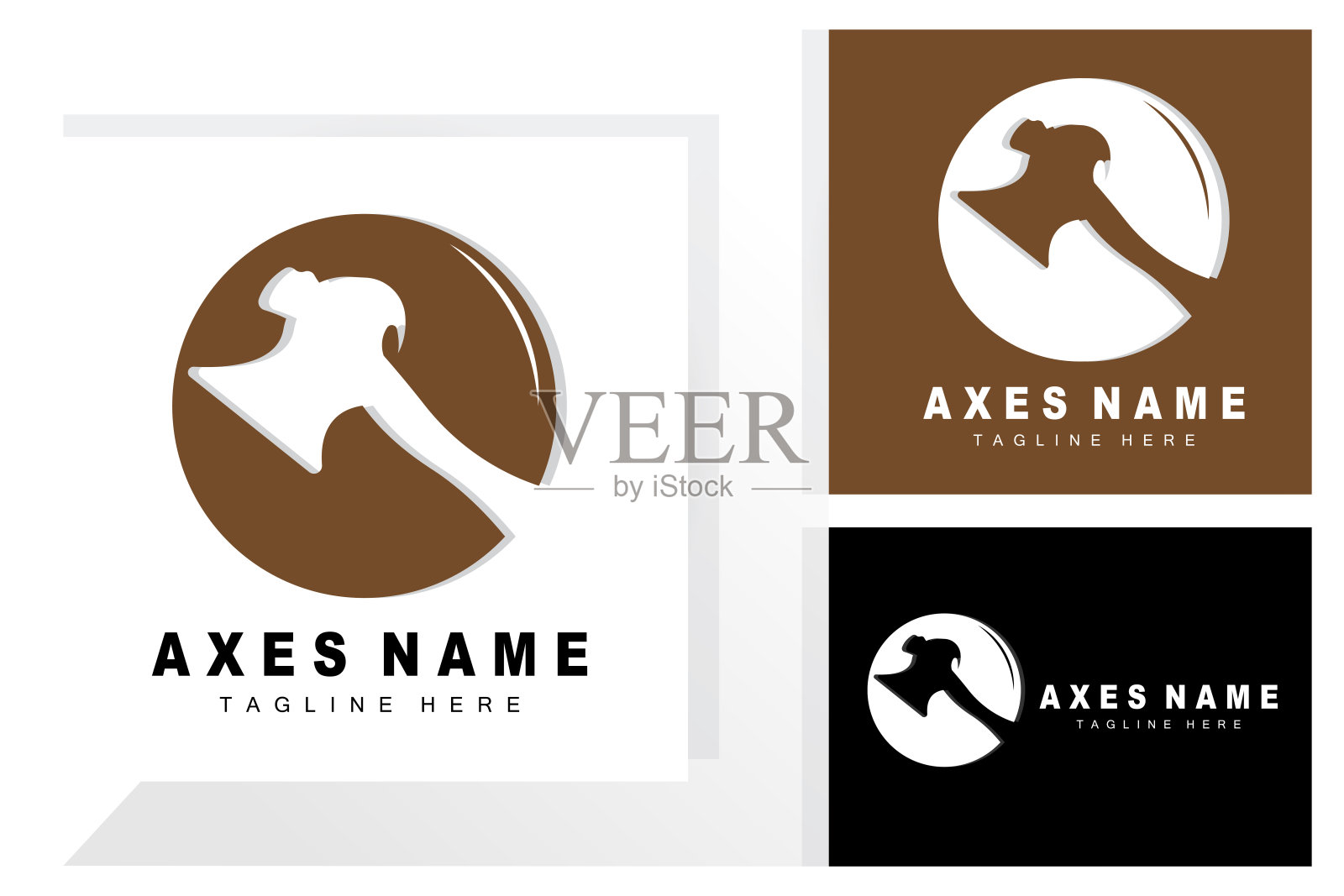 斧标志设计，战争工具插图和樵夫矢量插画图片素材