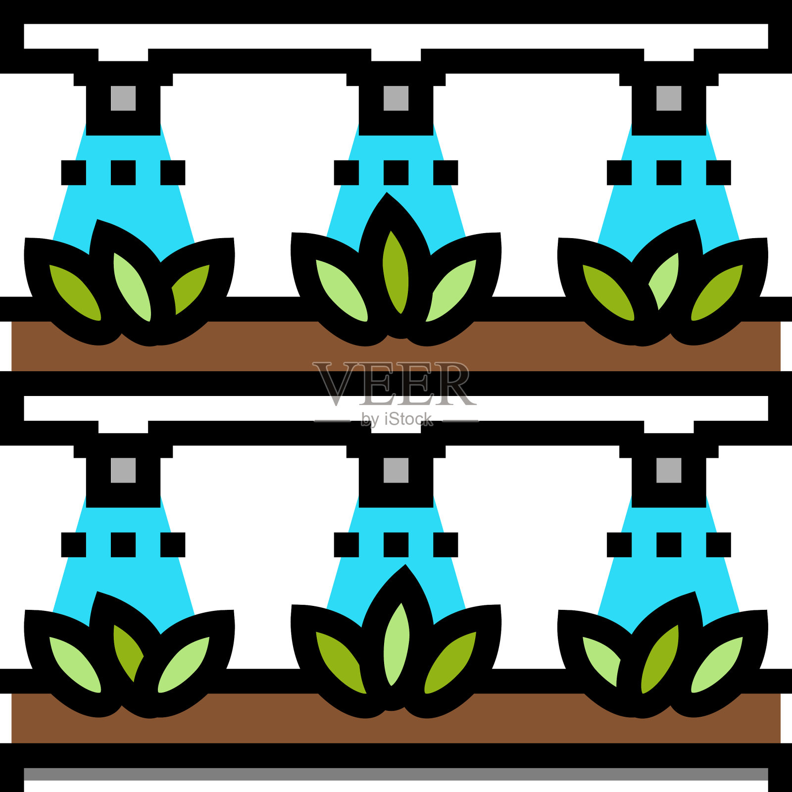 Aquaponics水系统灌溉彩色图标设计元素图片