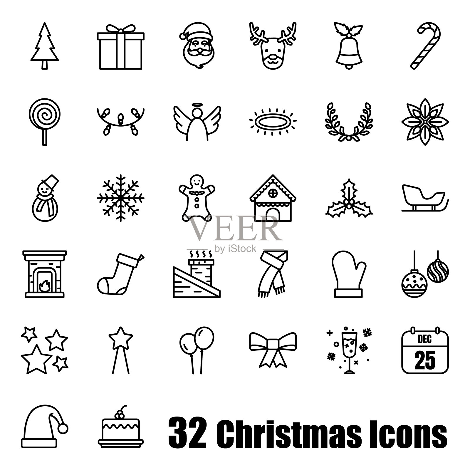 圣诞节的图标集。图标素材