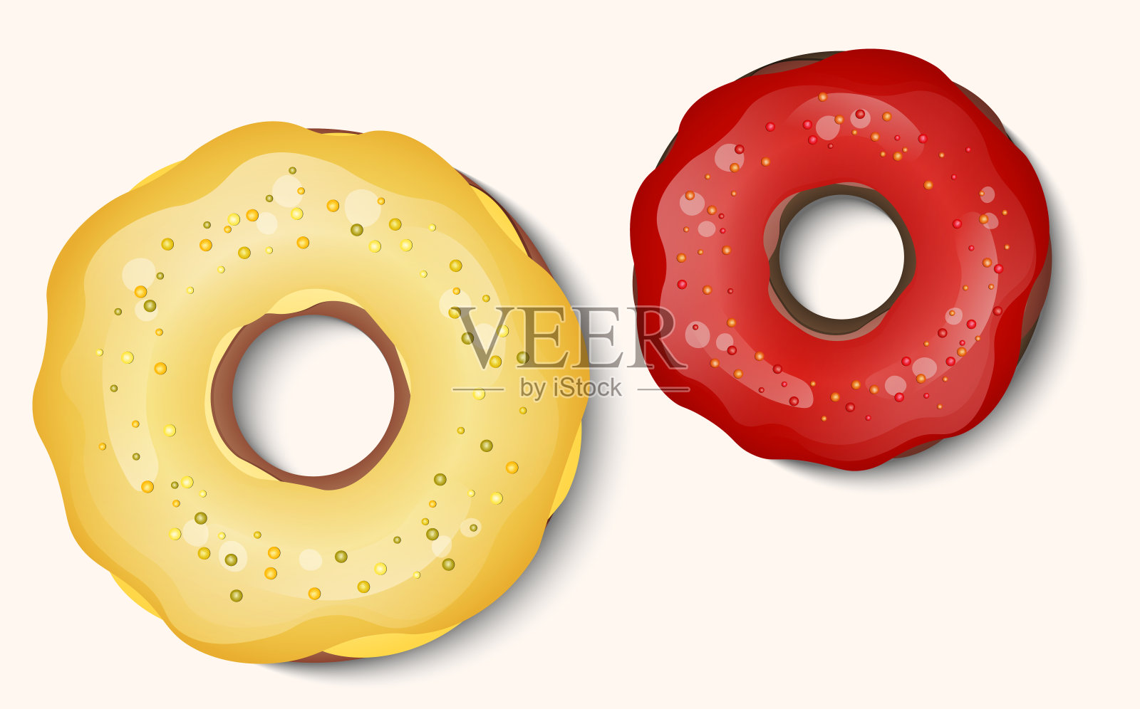 甜甜圈与彩色糖衣和彩色粉末隔离在白色的背景。3d逼真的食物图标。模板现代设计的邀请，海报，卡片，织物。现实的矢量图设计元素图片