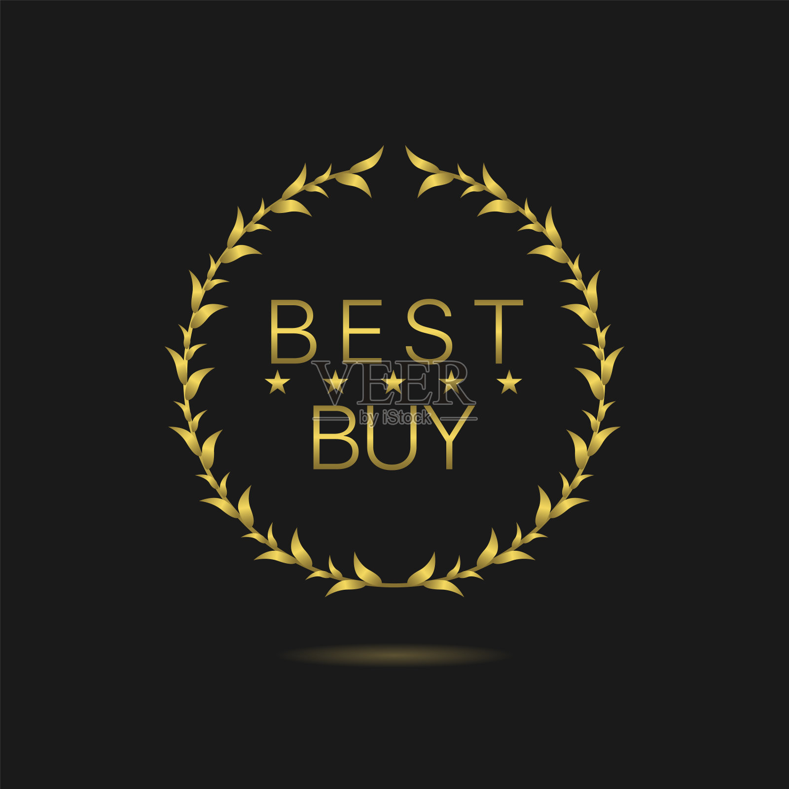 最好买金色月桂花环标签插画图片素材