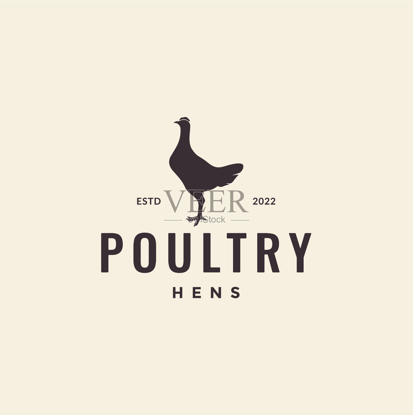 时髦的母鸡家禽标志设计插画图片素材