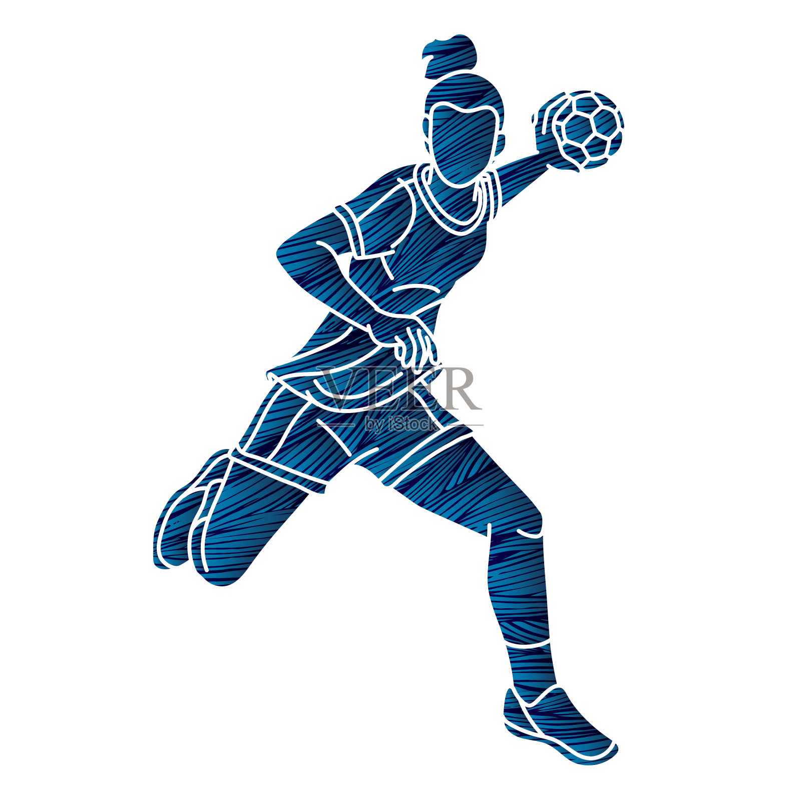 手球运动女子运动员动作卡通图形设计元素图片