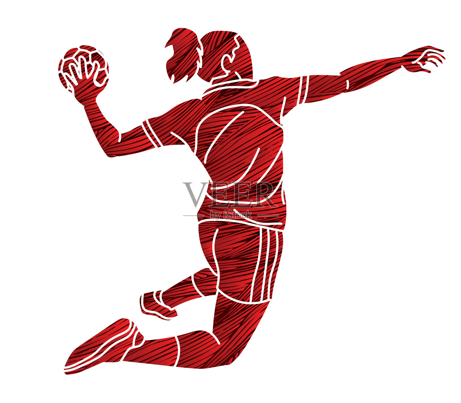 手球运动女子运动员动作卡通图形设计元素图片