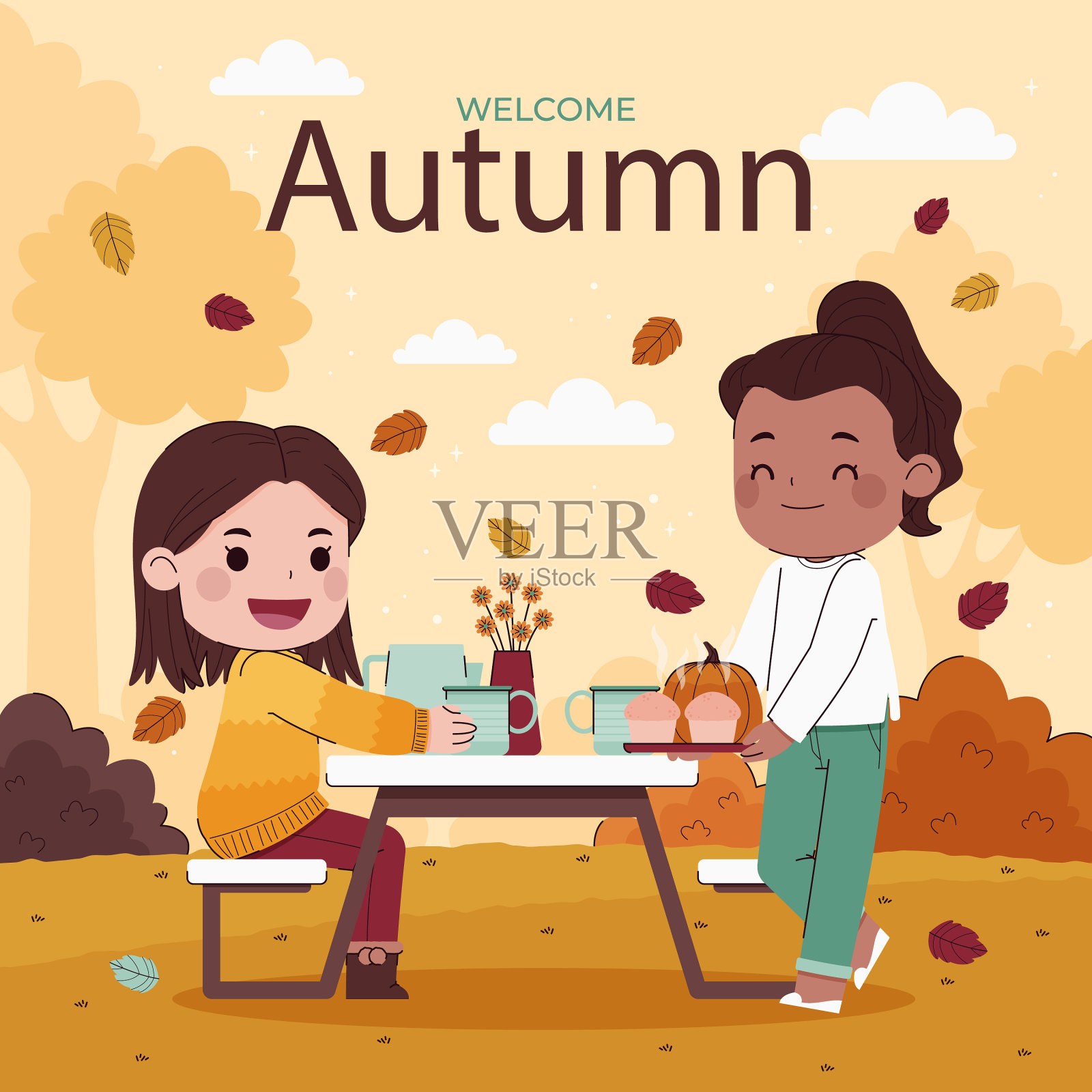 秋季庆典公寓插画图片素材